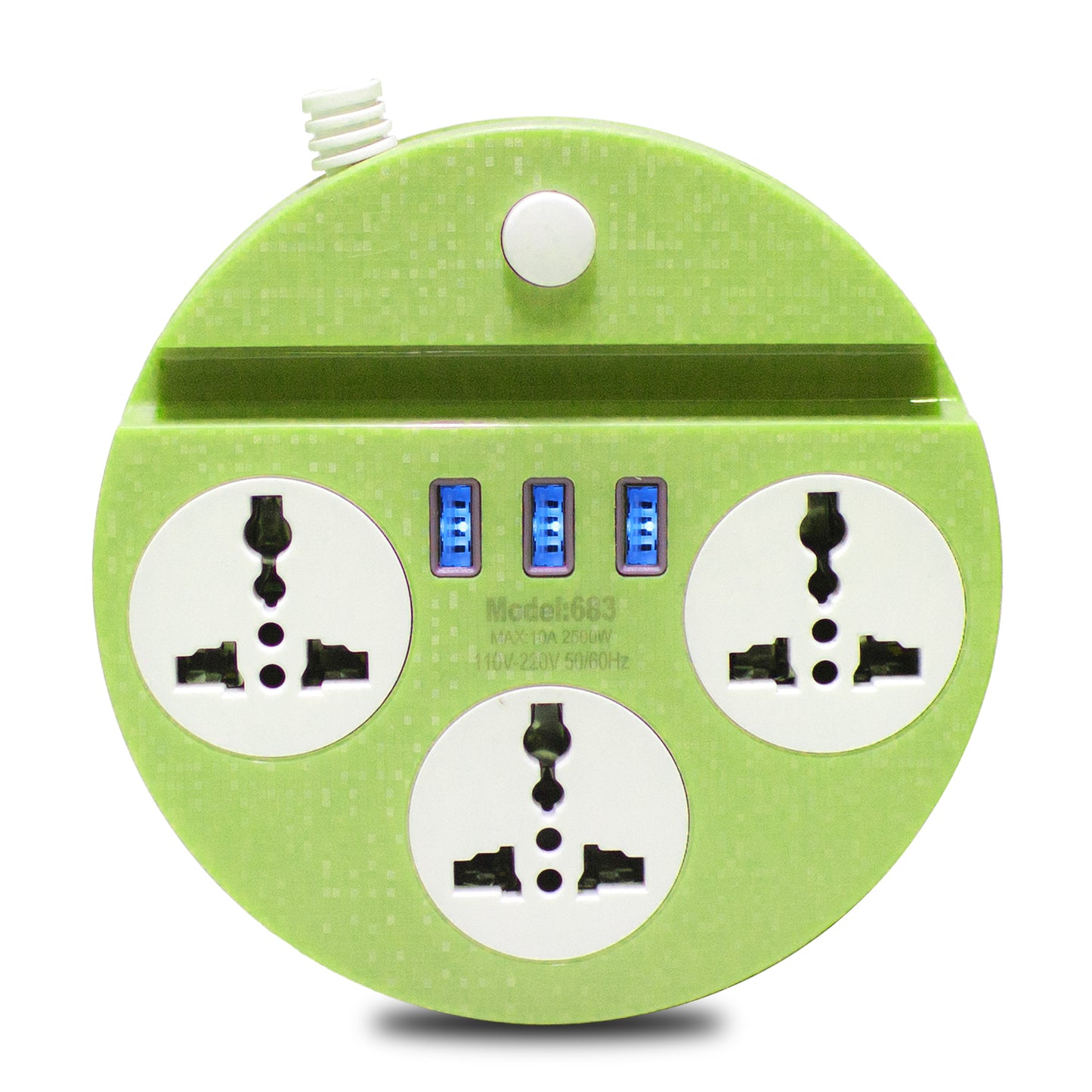 Pick Ur Needs Extension Cord Board with 3 USB Charging Ports and 3 Socket -10 Amp Heavy Duty for Multiple Devices Smartphone Tablet Laptop