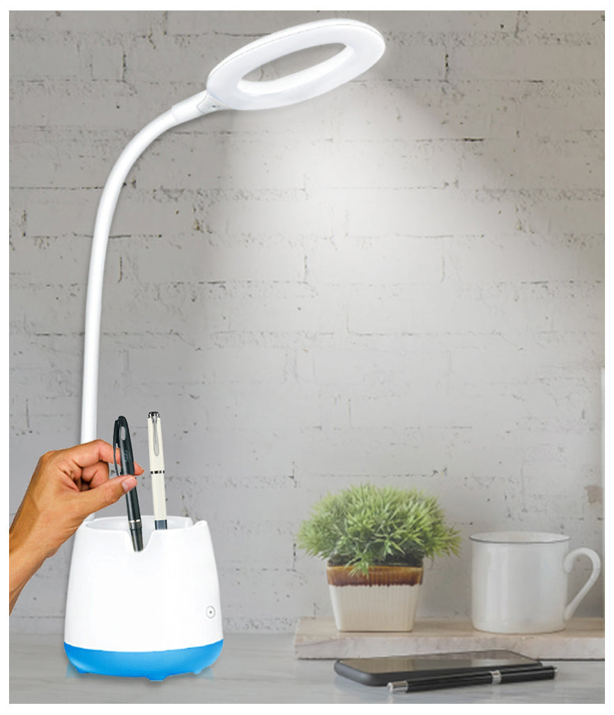 Pick Ur Needs Rocklight Touch On/Off Switch LED Desk Lamp/Student Study Reading/Learning Dimmer/Brightener Rechargeable Led Table Lamps(Multicolor) Study Lamp (32 cm, White)