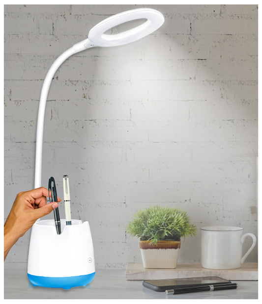 Pick Ur Needs Rocklight Touch On/Off Switch LED Desk Lamp/Student Study Reading/Learning Dimmer/Brightener Rechargeable Led Table Lamps(Multicolor) Study Lamp  (32 cm, White)