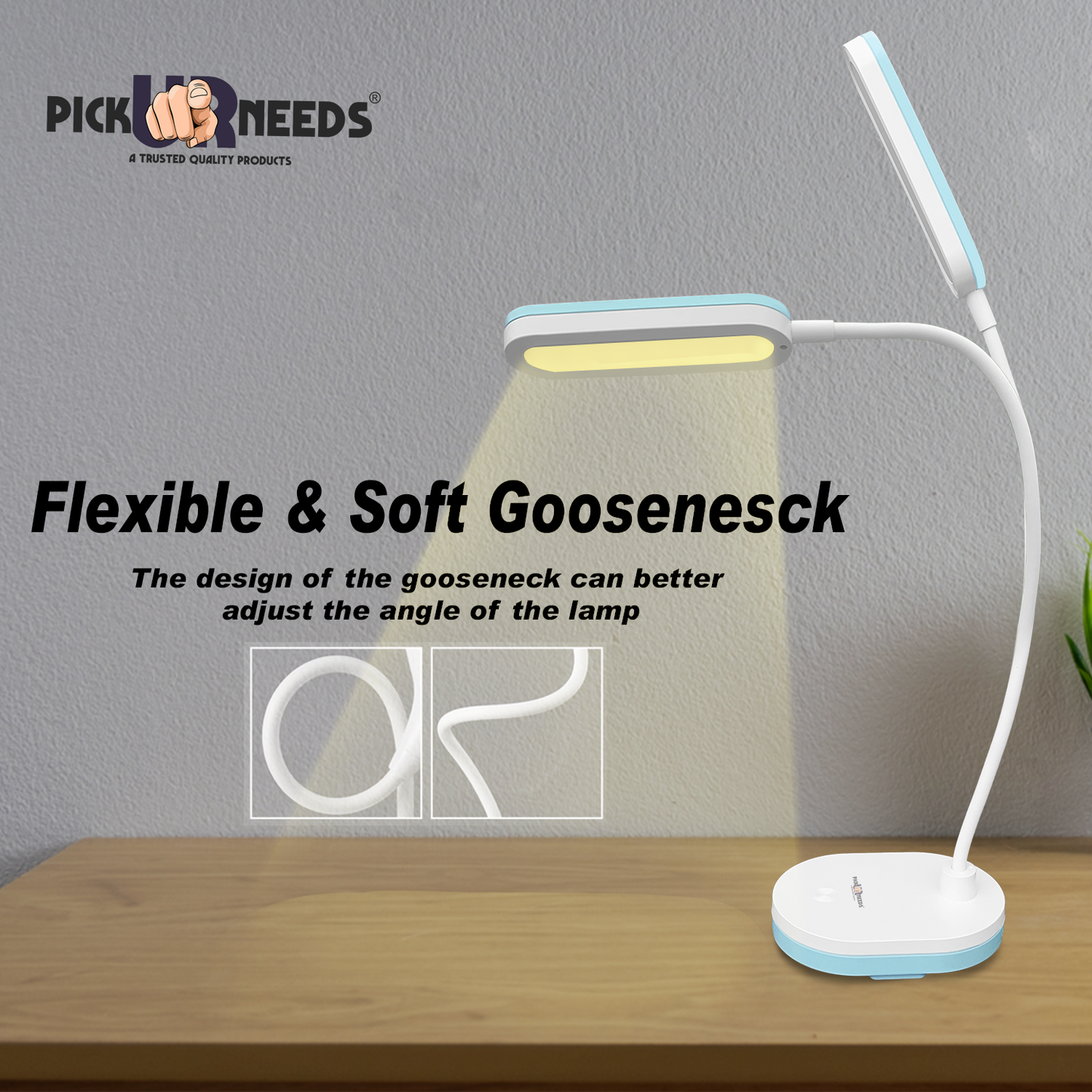 Pick Ur Needs LED Rechargeable Table Study Desk Touch Warm Night Light Dimming Reading Lamp Table Lamp (20 cm, Blue)