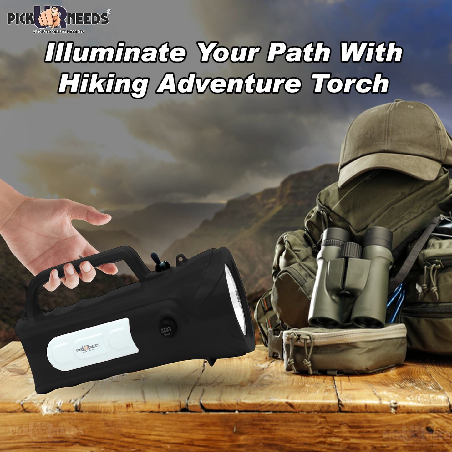 Pick Ur Needs Emergency Rechargable Torch Long Range Search Light 150W+Side COB 6 hrs Torch