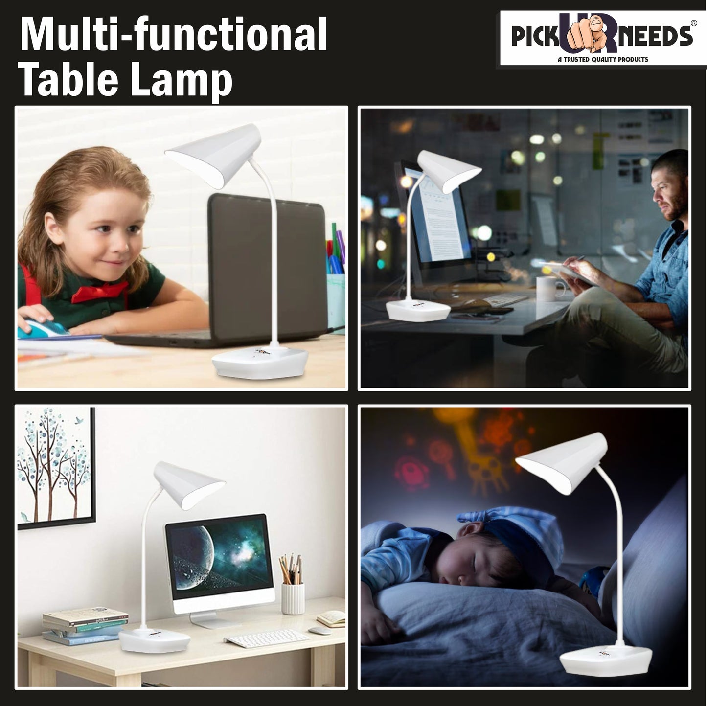 Pick Ur Needs Study Desk Light with 3 Shades Touch Control Light Advanced Night Lamp Design Table Lamp Table Lamp