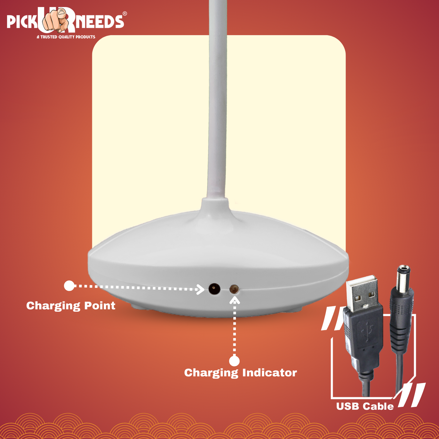 Pick Ur Needs Rechargeable LED Table Lamp Touch Sensor 3 Modes Brightness Study Light Table Lamp (11 cm, Pink)