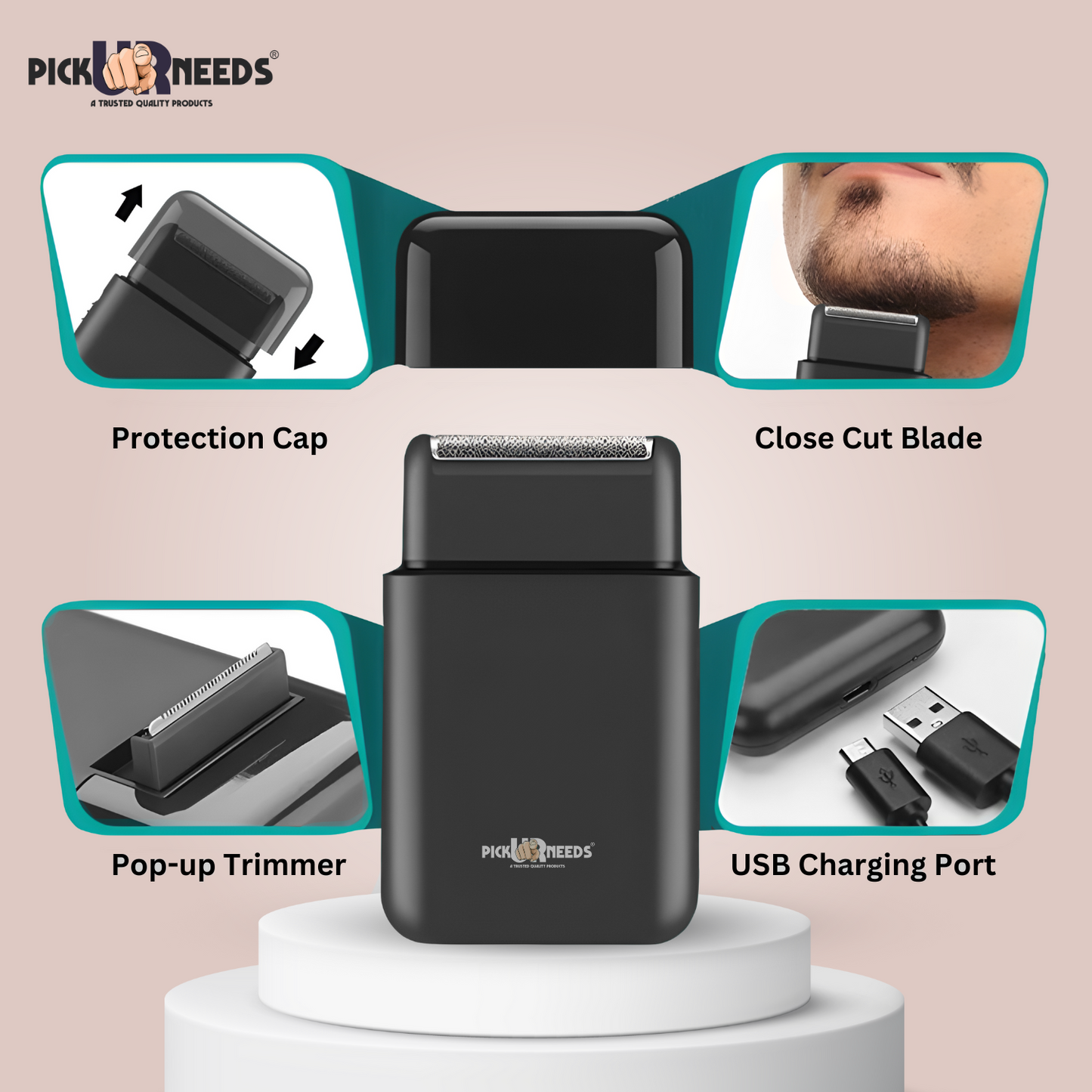 Pick Ur Needs Rechargeable Mini Single Blade Cordless Beard Hair Trimmer Razor Electric Face Body Professional Shaver For Men