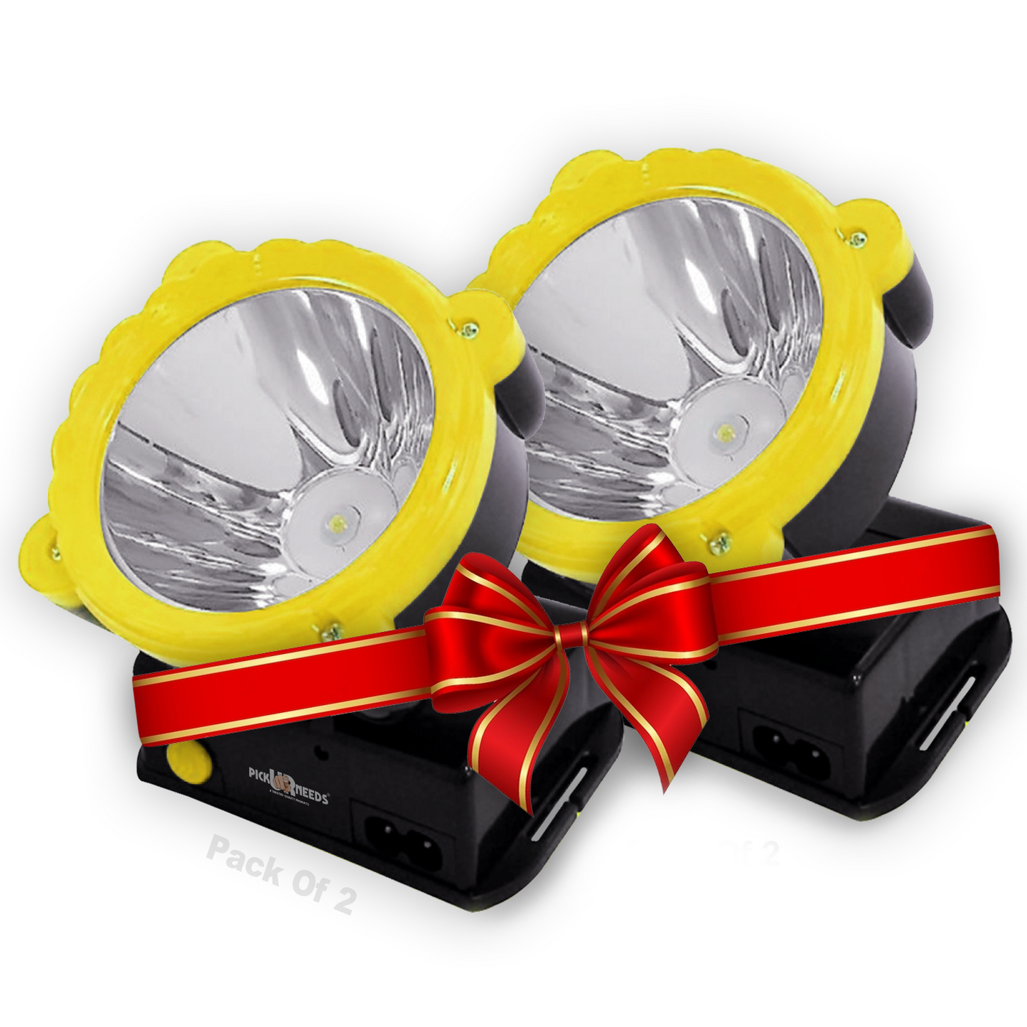 Pick Ur Needs Rechargeable 25W Head Torch Laser LED Adjustable Head Lamp Light With 5 hrs Torch Emergency Light (Red) Pack of 2