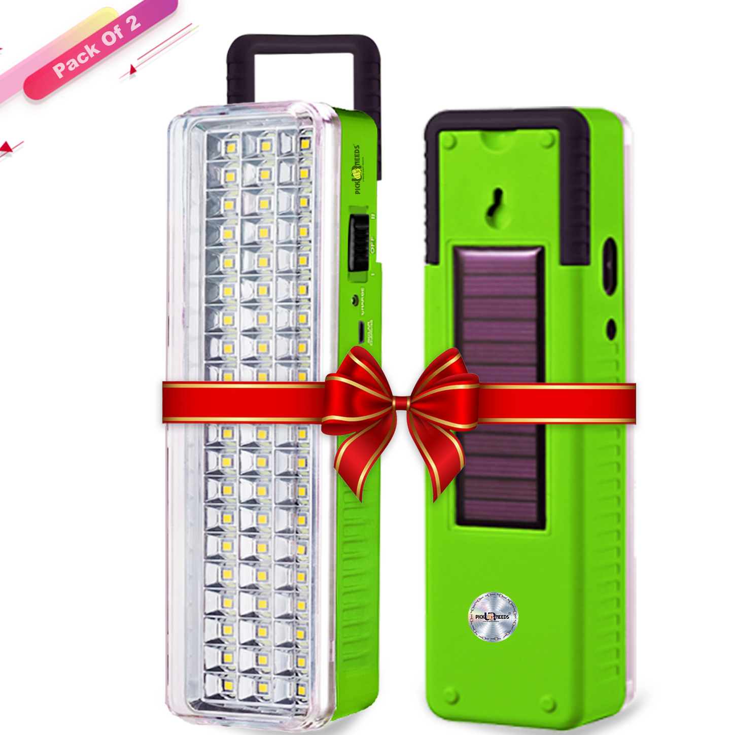 Pick Ur Needs Solar 60 SMD LED Rechargeable Floor Lantern Lamp Emergency Light Pack of 2 Torch (White, 23 cm, Rechargeable)