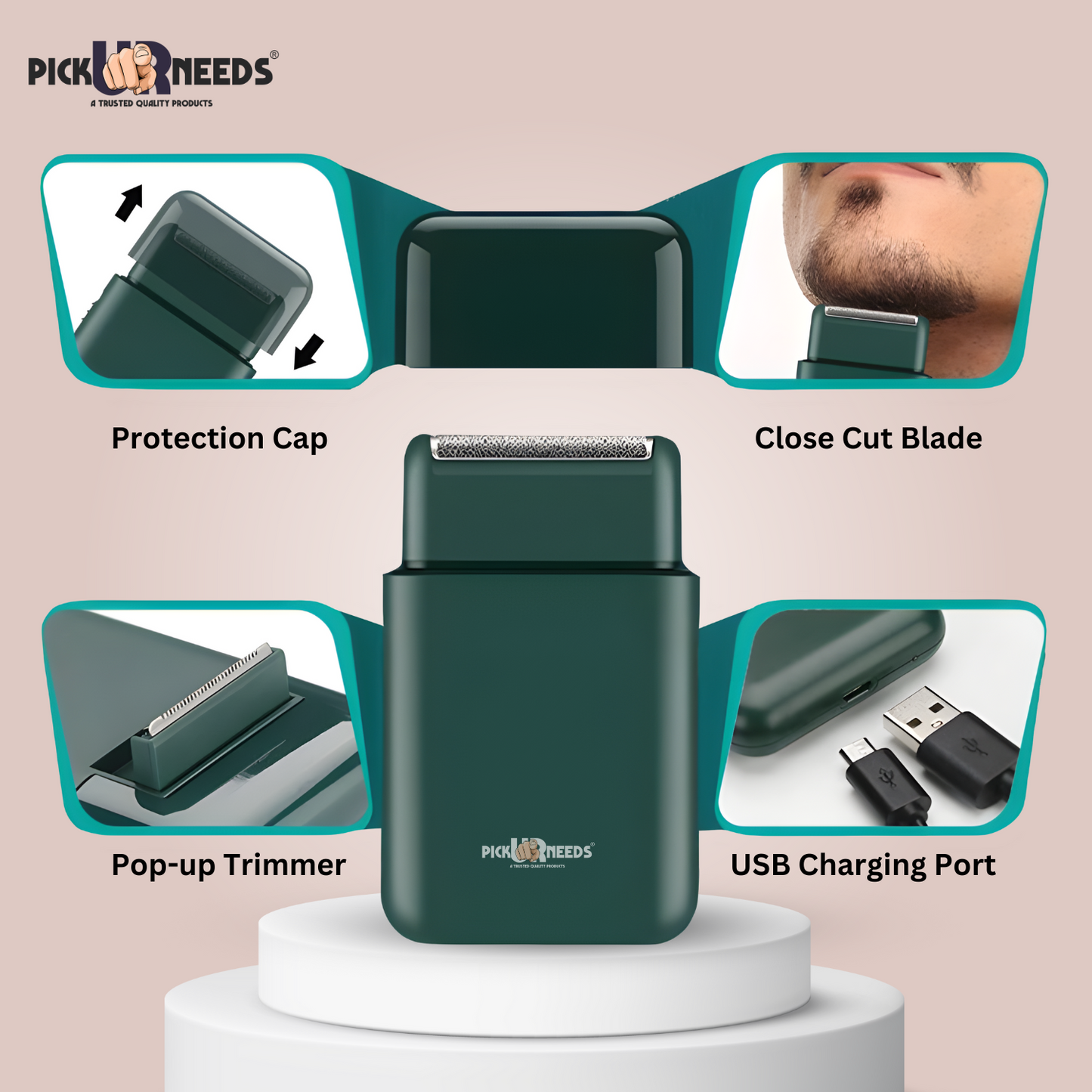 Pick Ur Needs Rechargeable Mini Single Blade Cordless Beard Hair Trimmer Razor Electric Face Body Professional Shaver For Men