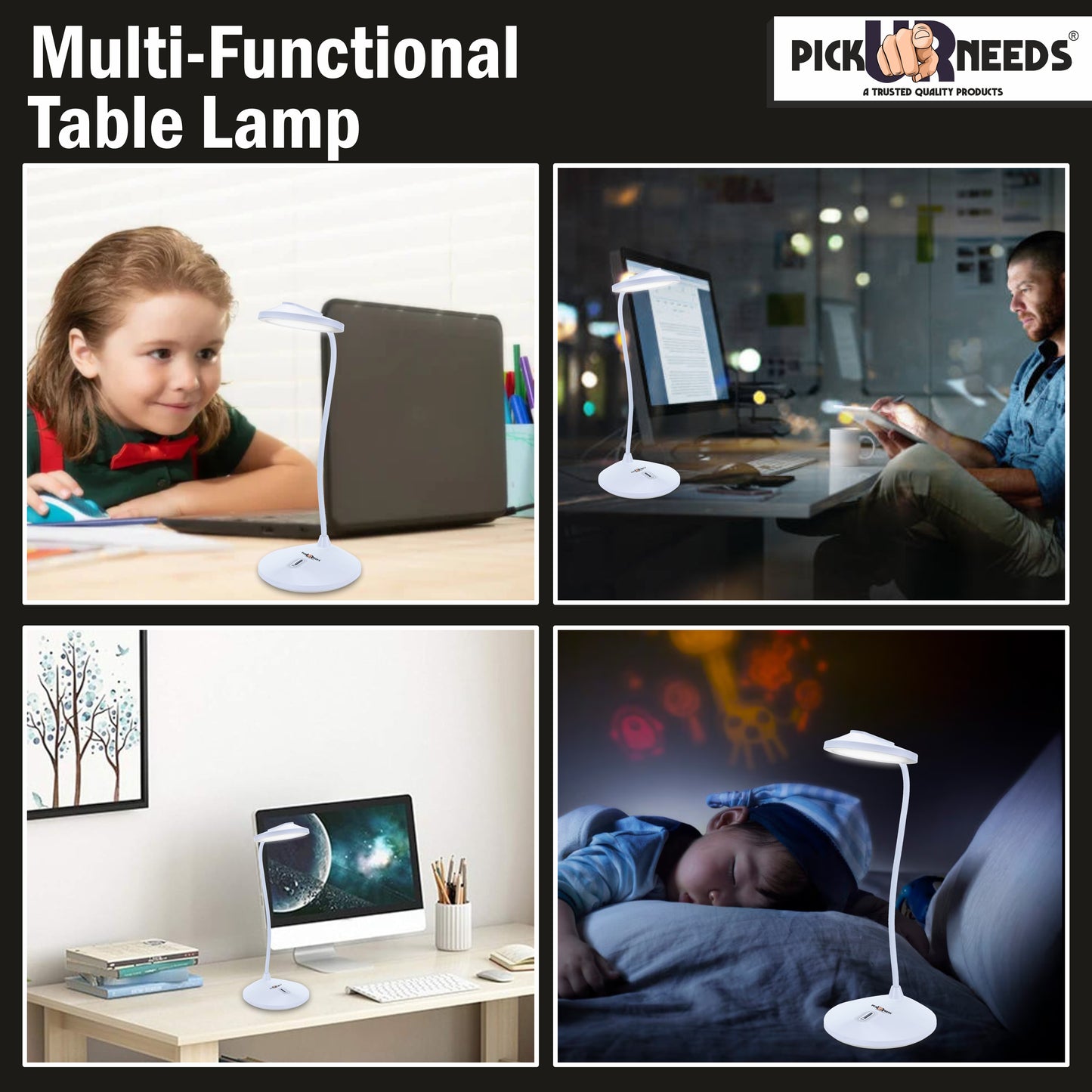 Pick Ur Needs Rechargeable Desk LED Table Lamp With Warm Light Color Touch Dimmable Brightness Table Lamp (40 cm, Blue)