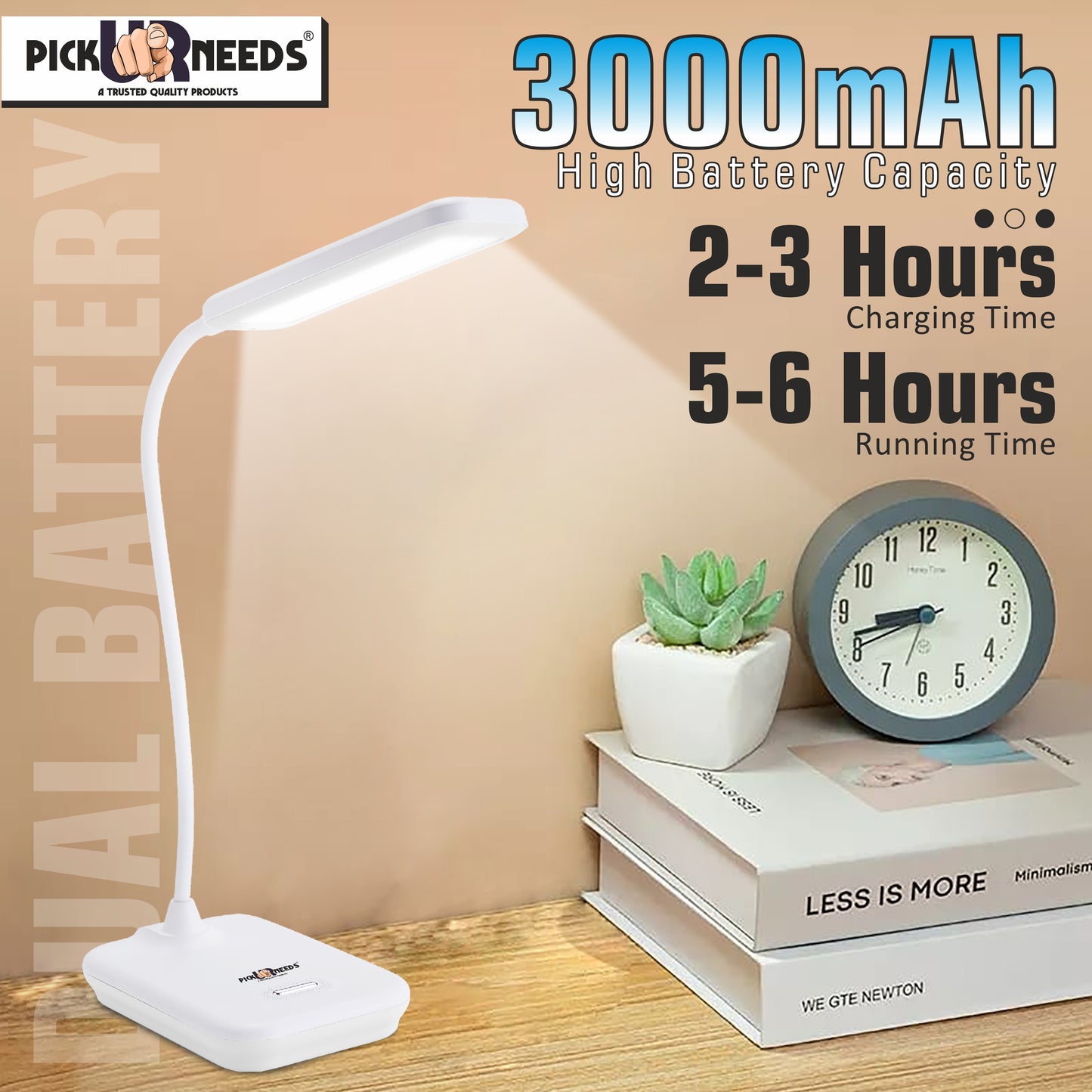 Pick Ur Needs Rechargeable Desk LED Table Lamp With Touch Dimmer Adjustable Brightness 5 hrs Flood Lamp Emergency Light