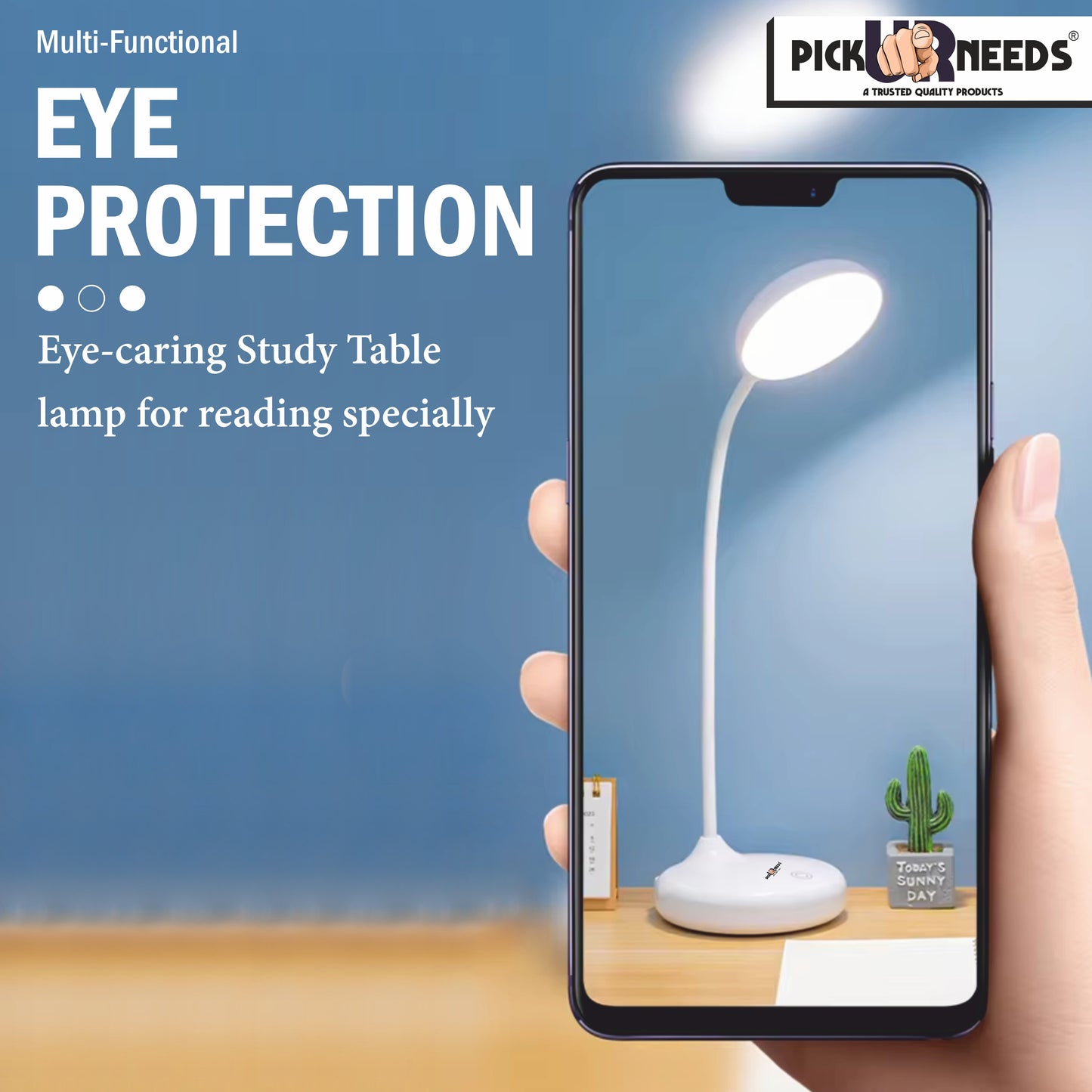 Pick Ur Needs Rechargeable Table Lamp With White / Warm White Light Touch Dimmable Brightness 5 hrs Study Table Lamp