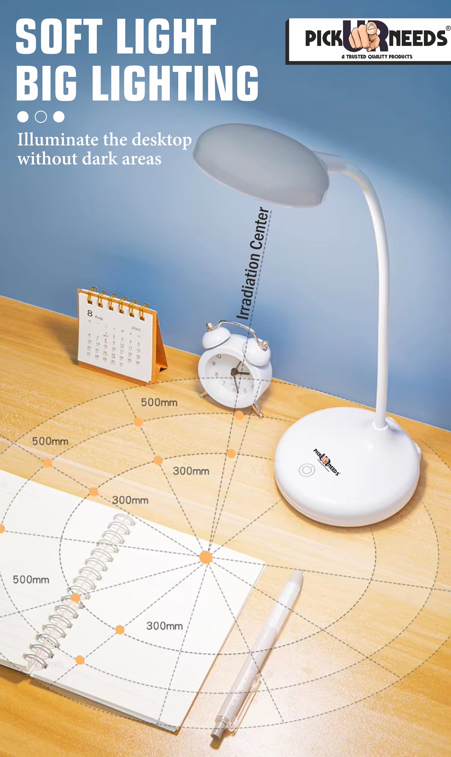 Pick Ur Needs Rechargeable Table Lamp With White / Warm White Light Touch Dimmable Brightness 5 hrs Study Table Lamp