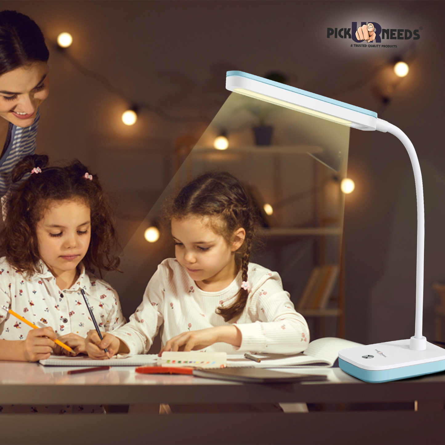 Pick Ur Needs Rechargeable Study Table LED Desk Lamp Touch with 3500mAh Lithium Battery Study Lamp (25 cm, Grey)