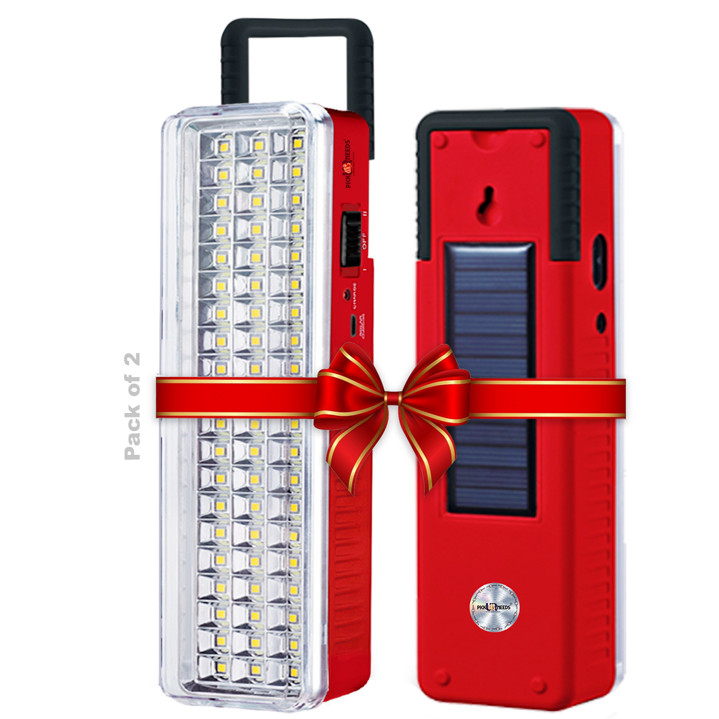 Pick Ur Needs Solar 60 SMD LED Rechargeable Floor Lantern Lamp Emergency Light Pack of 2 Torch (White, 23 cm, Rechargeable)