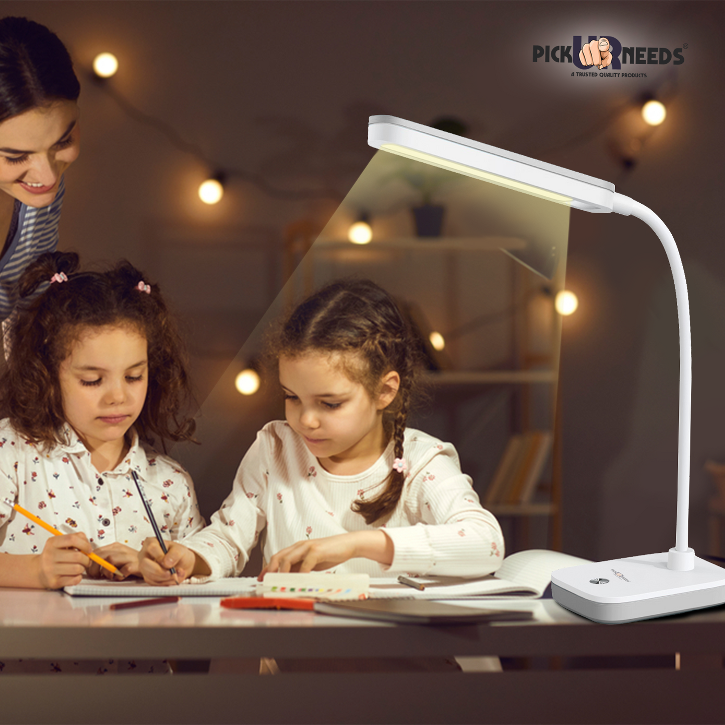 Pick Ur Needs Rechargeable Study Table LED Desk Lamp Touch with 3500mAh Lithium Battery Study Lamp (25 cm, Grey)