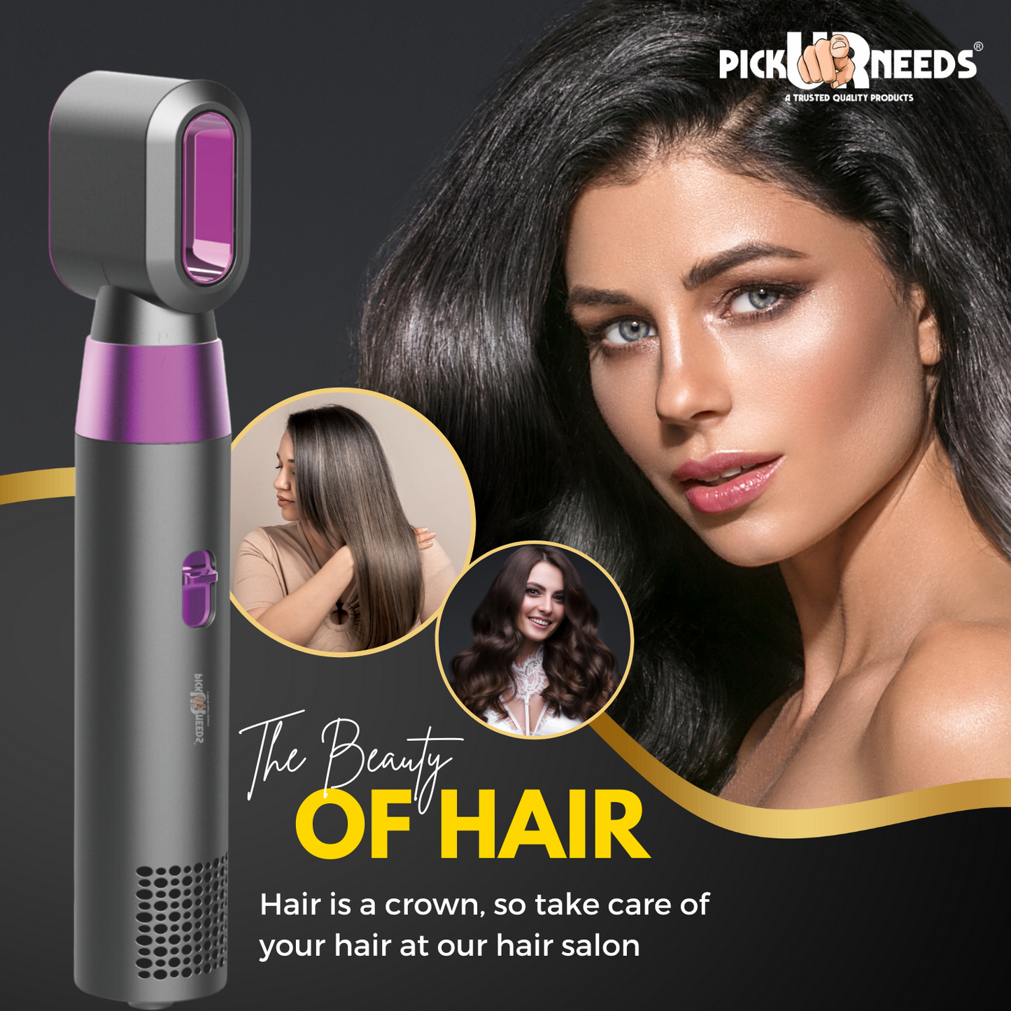 Pick Ur Needs Professional 3 in 1 Hair Dryer For Men & Women With Hair Comb + Blower