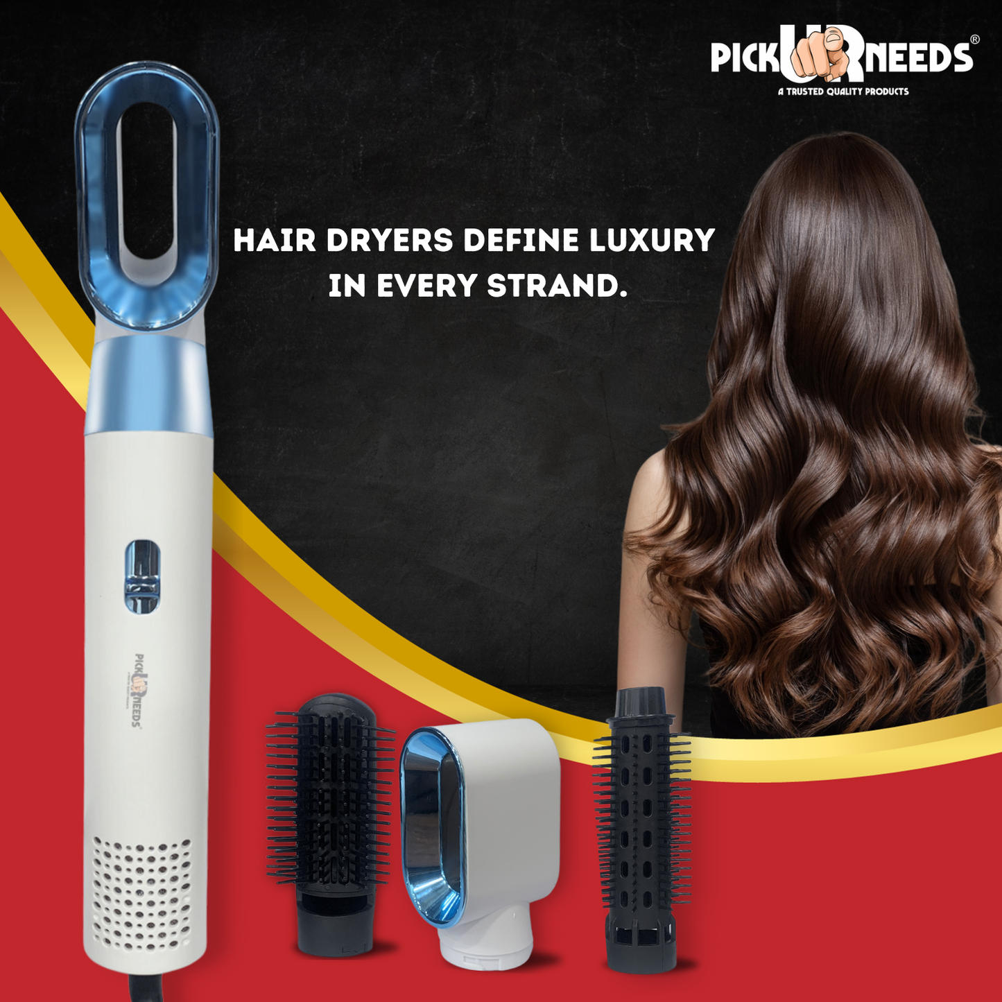 Pick Ur Needs Professional 3 in 1 Hair Dryer For Men & Women With Hair Comb + Blower