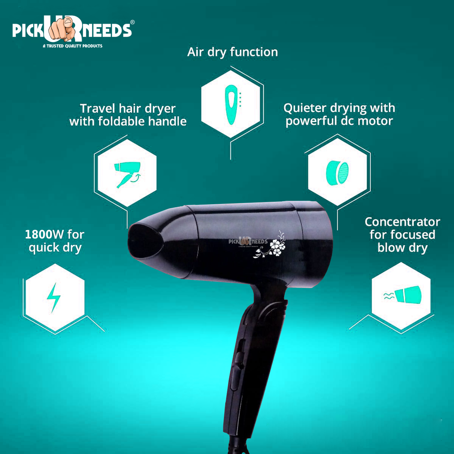 Pick Ur Needs 1800 Watt Professional Lightweight Stylish Salon Hair Dryer For Men & Women