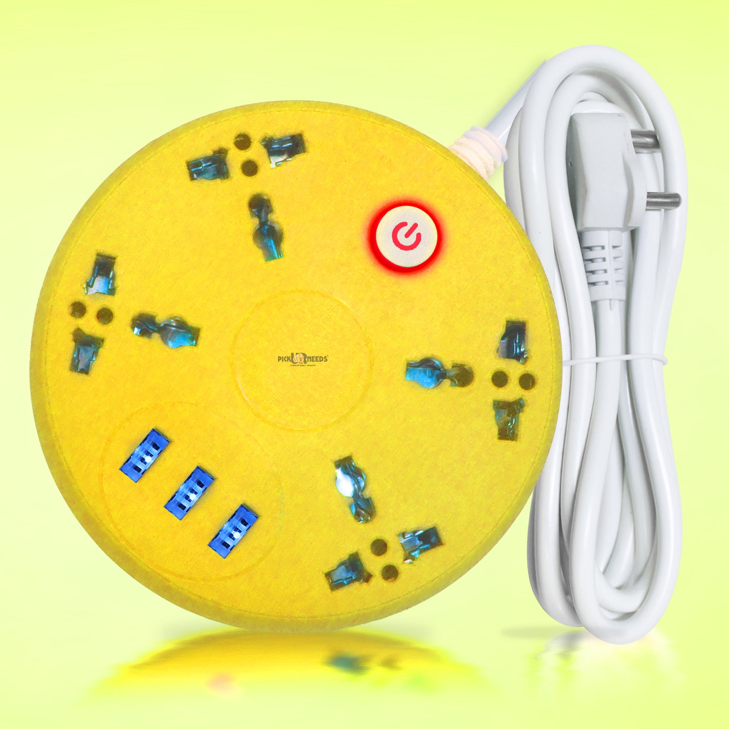 Pick Ur Needs Extension Cord Board with 3 USB Charging Ports and 4 Socket -10 Amp Heavy Duty for Multiple Devices Smartphone Tablet Laptop