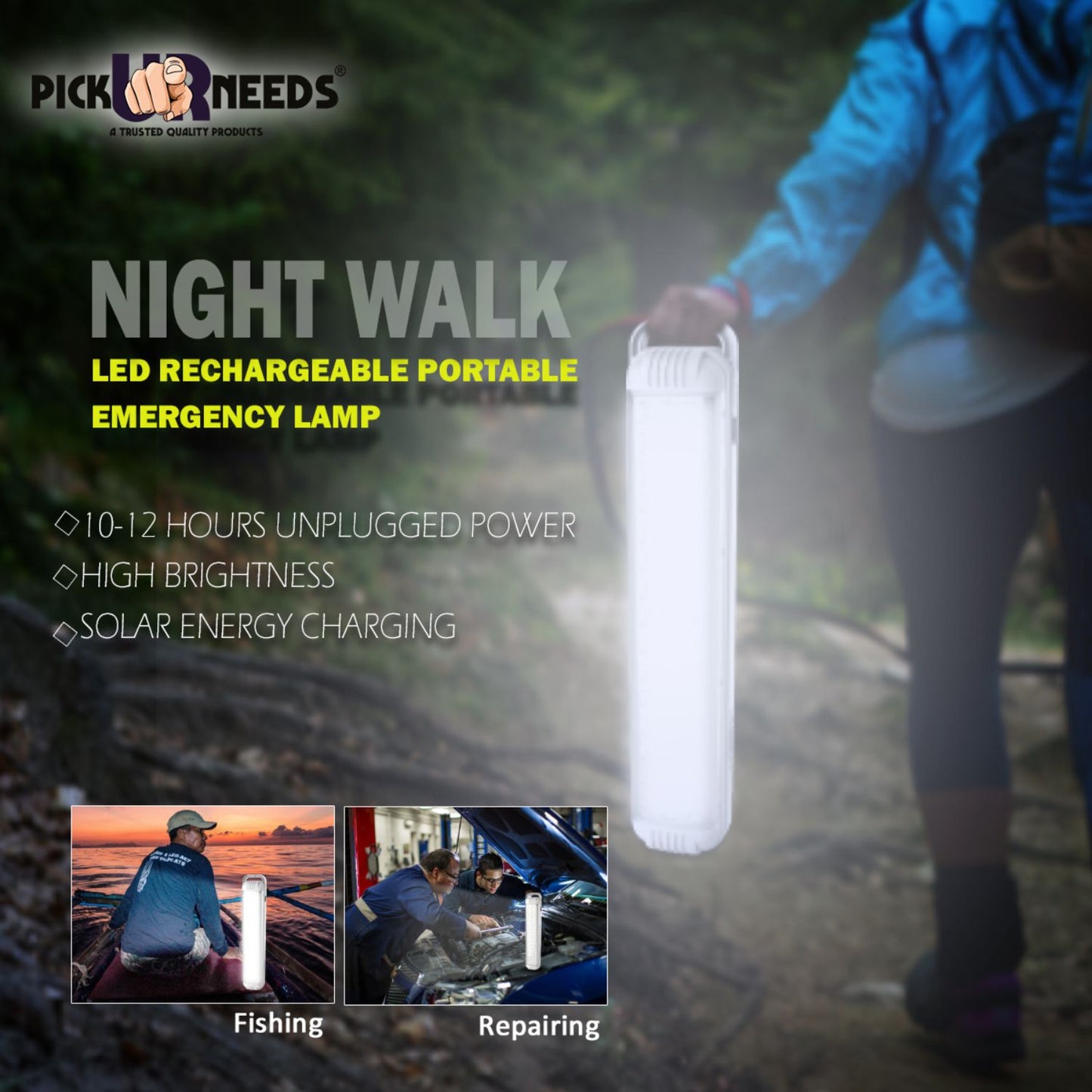 Pick Ur Needs Rechargeable Home Delight Rechargeable Long Tube Light with 15 Hours Backup 15 hrs Flood Lamp Emergency Light (White)
