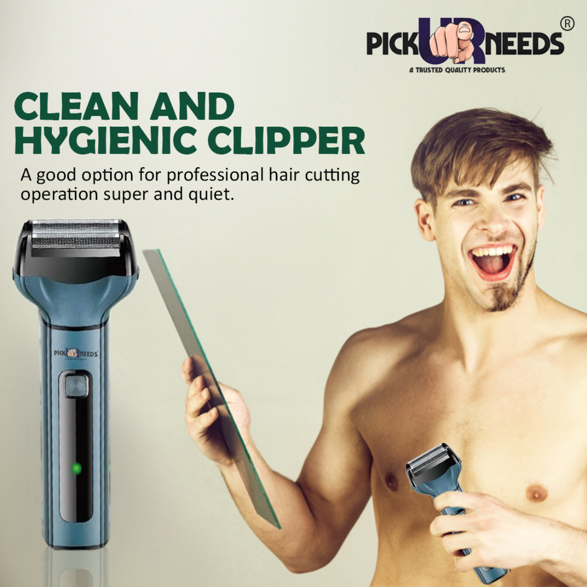 Pick Ur Needs Professional Shaver, 3 in 1 Beard, Nose and Ear Waterproof Trimmer Grooming Kit 90 min Runtime 2 Length Settings (Multicolor)