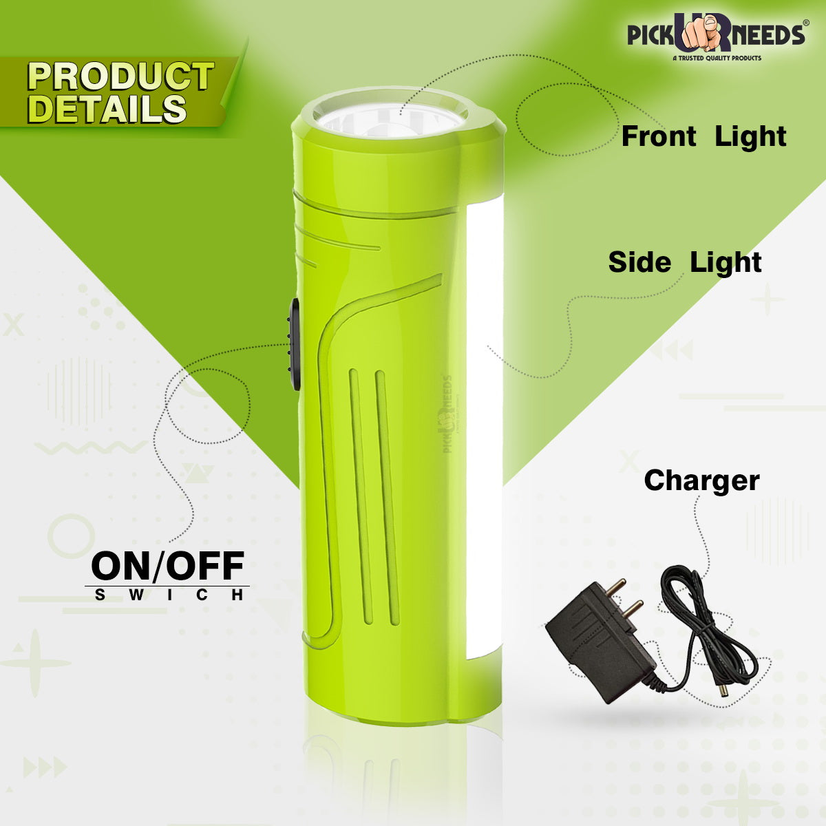 Pick Ur Needs Rechargeable Mini Pocket LED 25W Flashlight Torch With Emergency Side Tube Light 3 hrs Torch Emergency Light (Yellow)