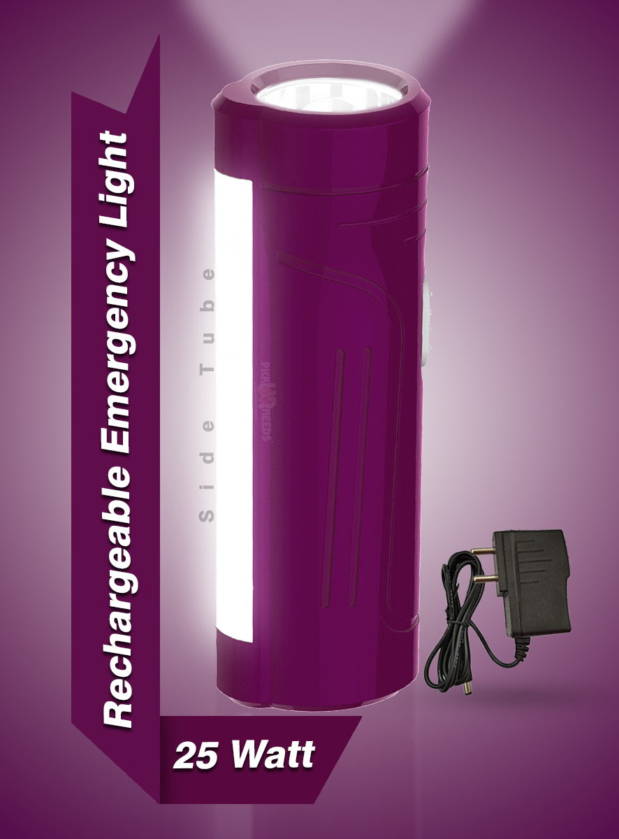 Pick Ur Needs Rechargeable Mini Pocket LED 25W Flashlight Torch With Emergency Side Tube Light 3 hrs Torch Emergency Light (Yellow)