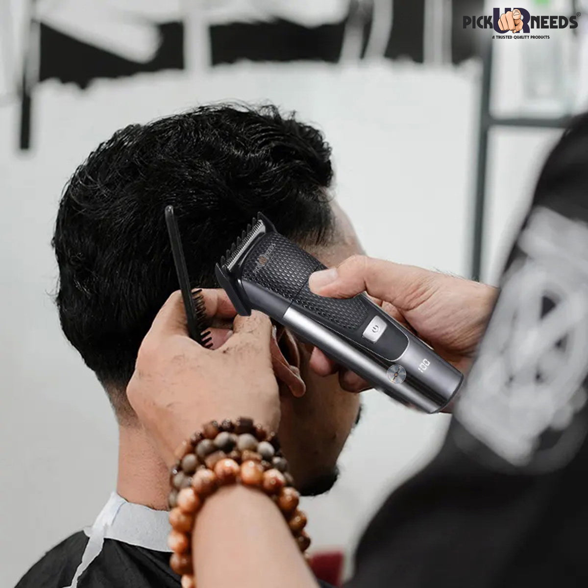 Pick Ur Needs Professional Rechargeable Cordless 3 in1 Waterproof Beard/ Hair/ Nose Trimmer 90 min Runtime 3 Length Settings (Gold)
