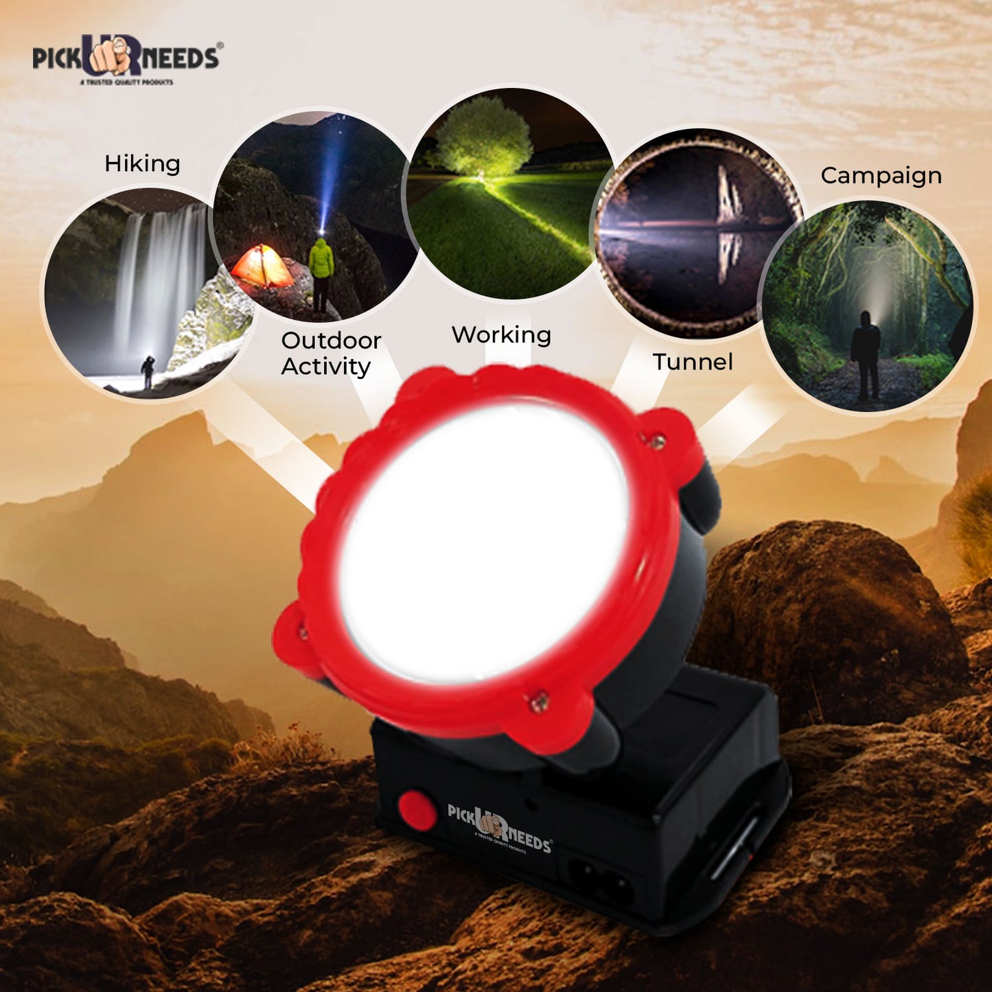 Pick Ur Needs Rechargeable 25W Head Light Laser LED Adjustable Head Lamp Torch Light 5 hrs Torch Emergency Light (Red)