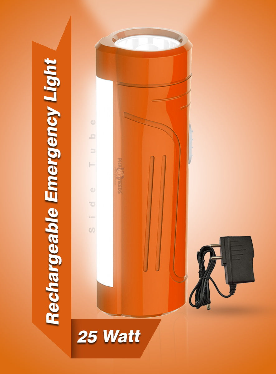Pick Ur Needs Rechargeable Mini Pocket LED 25W Flashlight Torch With Emergency Side Tube Light 3 hrs Torch Emergency Light (Yellow)