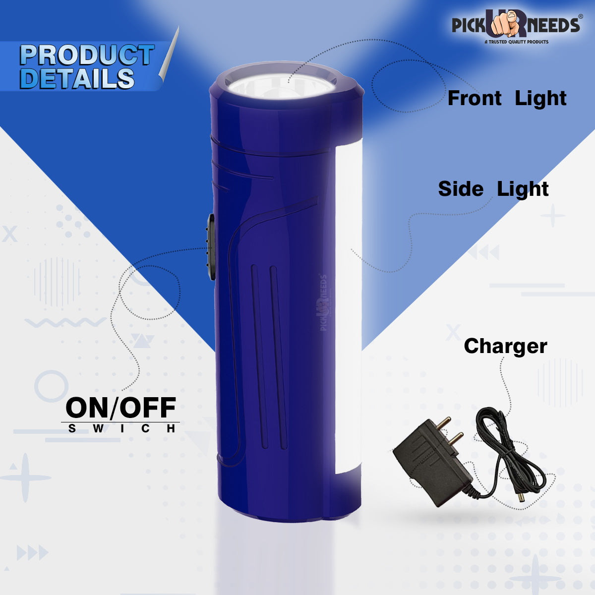 Pick Ur Needs Rechargeable Mini Pocket LED 25W Flashlight Torch With Emergency Side Tube Light 3 hrs Torch Emergency Light (Yellow)