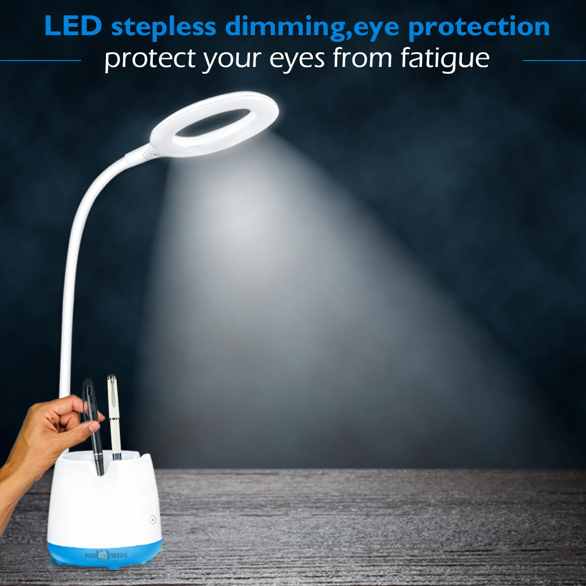 Pick Ur Needs Rocklight Touch On/Off Switch LED Desk Lamp/Student Study Reading/Learning Dimmer/Brightener Rechargeable Led Table Lamps(Multicolor) Study Lamp (32 cm, White)