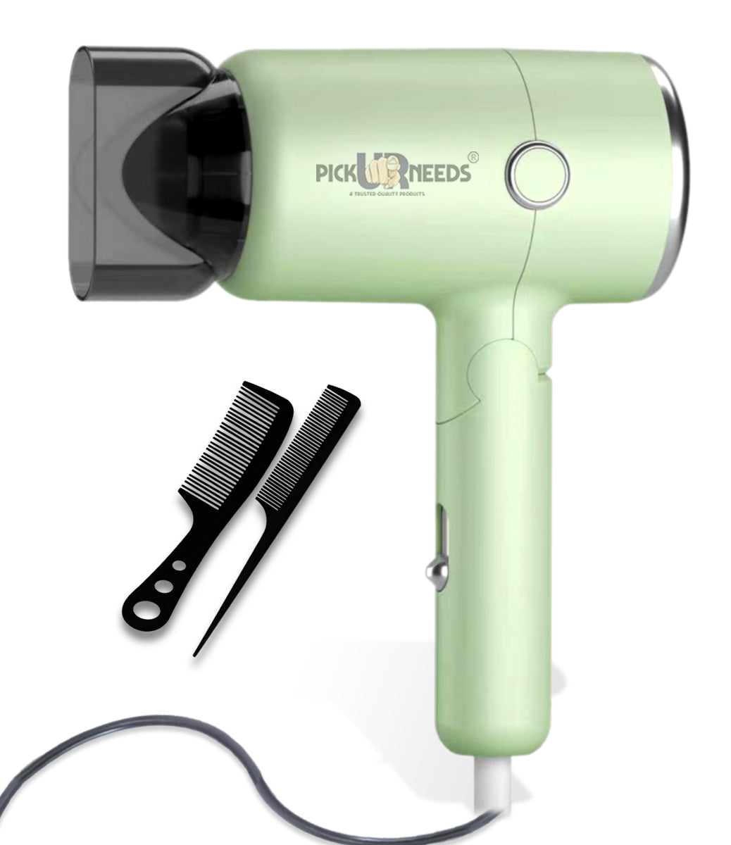 Pick Ur Needs Hair Dryer Stylish 2000W Mini Professional Hot & Cold with Handle Foldable,2 comb & Nozzle For Men & Women