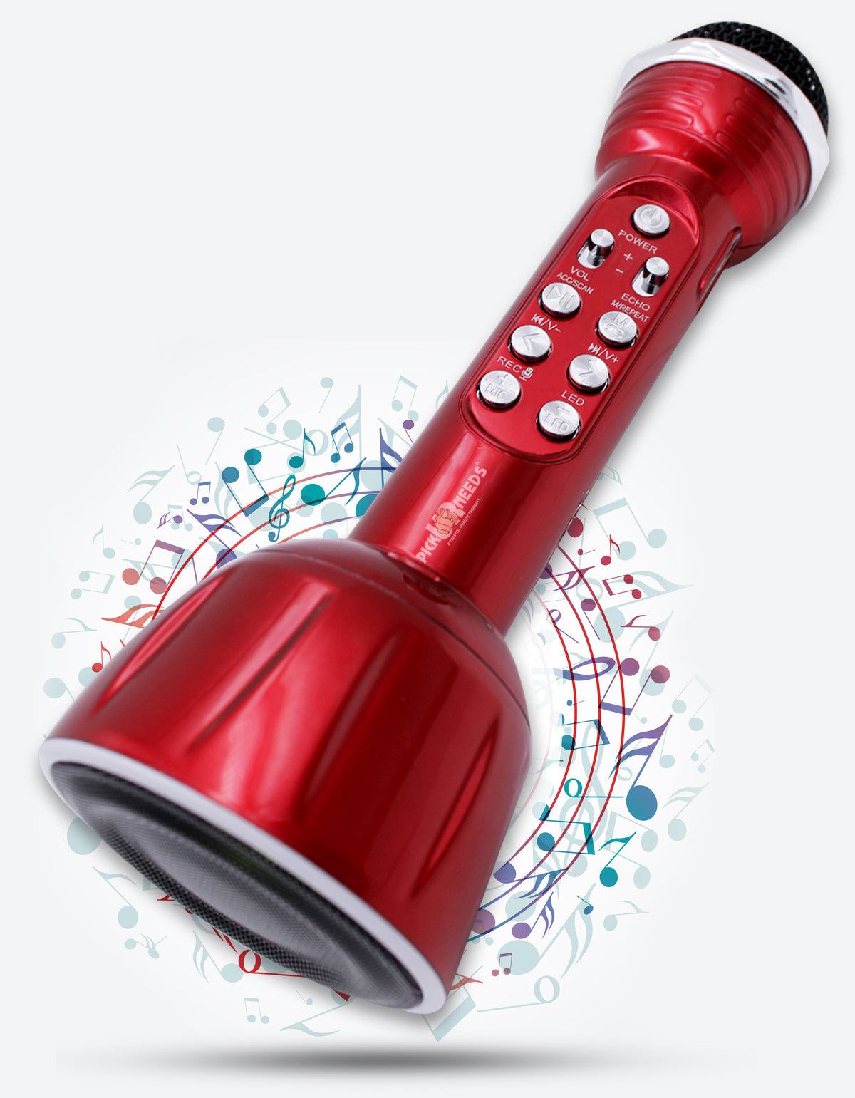 Pick Ur Needs Superier Quality With LED Wireless Bluetooth Microphone Connection Player Speaker 2-in1 With Recording + USB+FM Microphone (Pink)