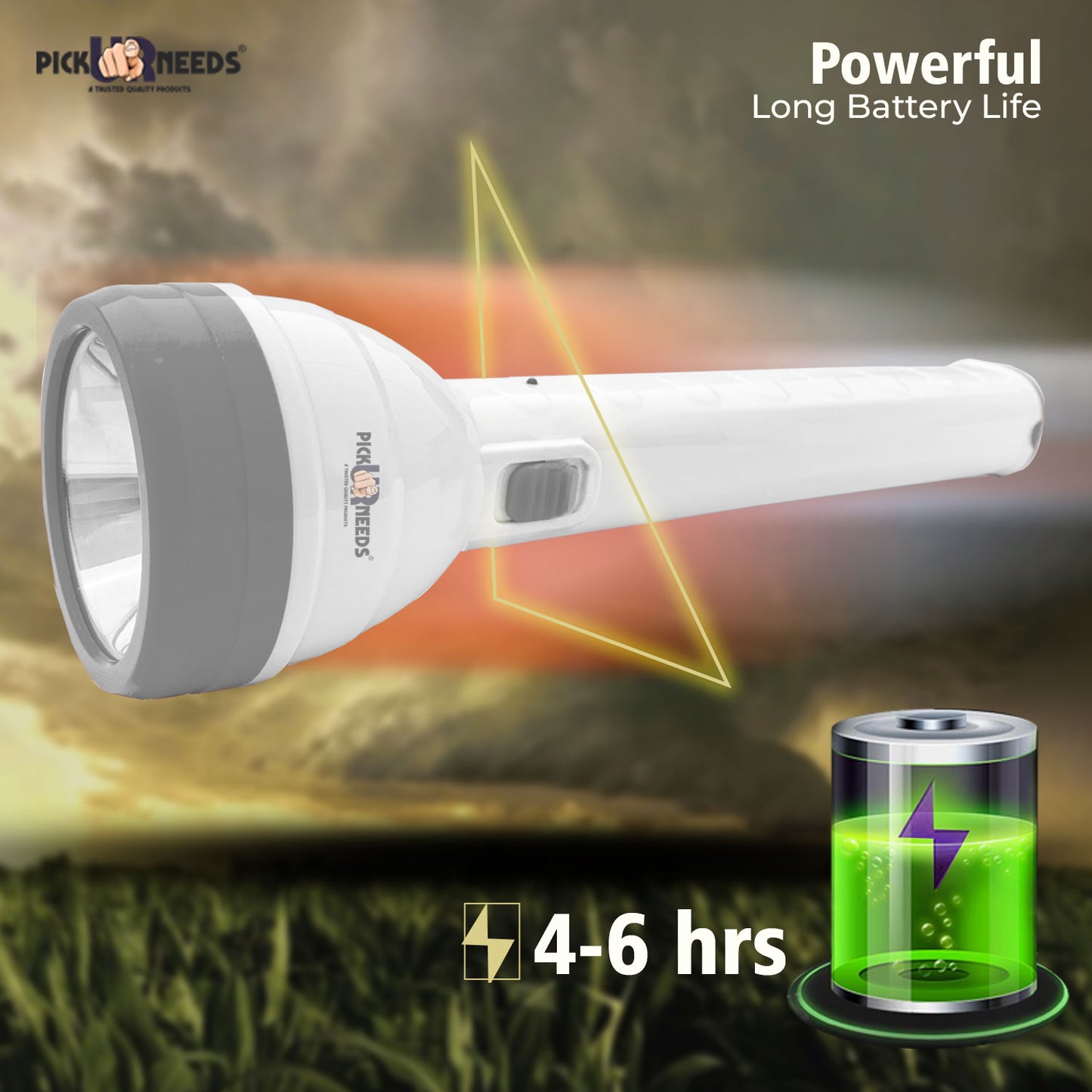 Pick Ur Needs LED Rechargeable 2 In 1 Home Emergency 50W+Long Tube Search Torch Light With 8 hrs Torch Emergency Light (Grey)