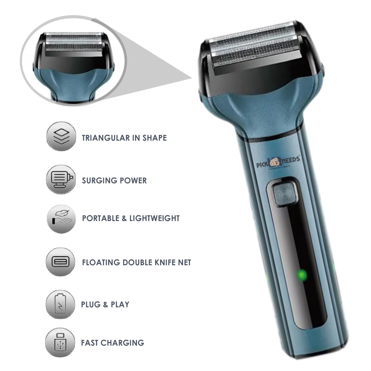 Pick Ur Needs Professional Shaver, 3 in 1 Beard, Nose and Ear Waterproof Trimmer Grooming Kit 90 min Runtime 2 Length Settings (Multicolor)