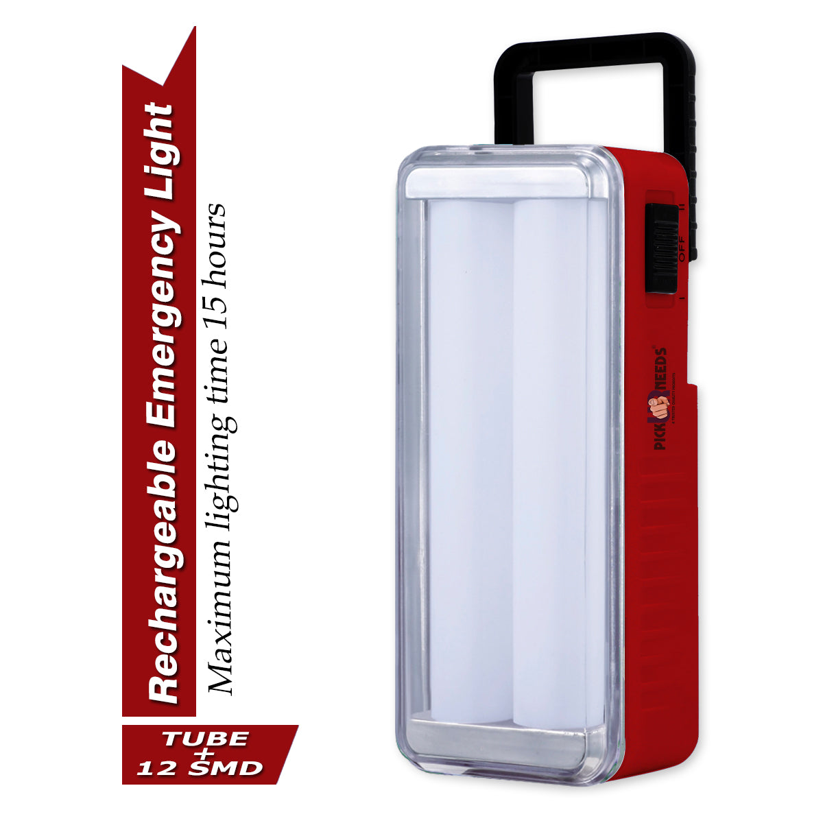 Pick Ur Needs High-Bright 2 Tube Rechargeable Floor Lantern Lamp With 5 Hrs Emergency Light