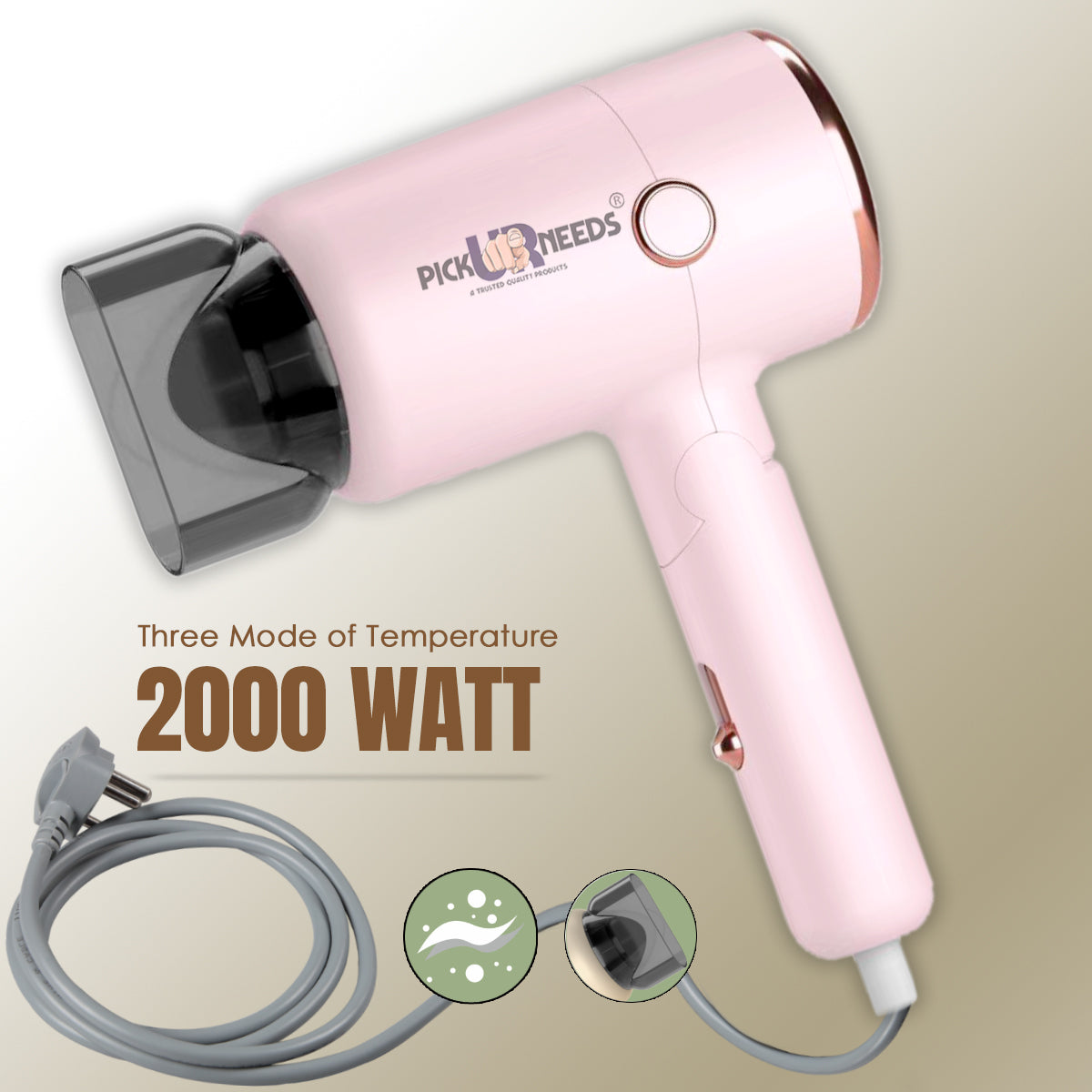 Pick Ur Needs Foldable Hair Dryer Stylish 2000W Professional Hot & Cold Hair Dryer with Handle Hair Dryer (2000 W, Green)