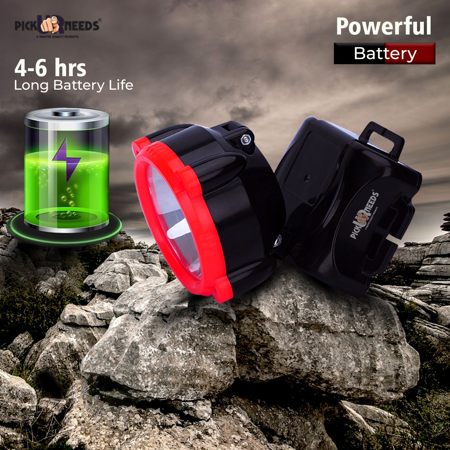 Pick Ur Needs Rechargeable 25W Head Light Laser LED Adjustable Head Lamp Torch Light 5 hrs Torch Emergency Light (Red)