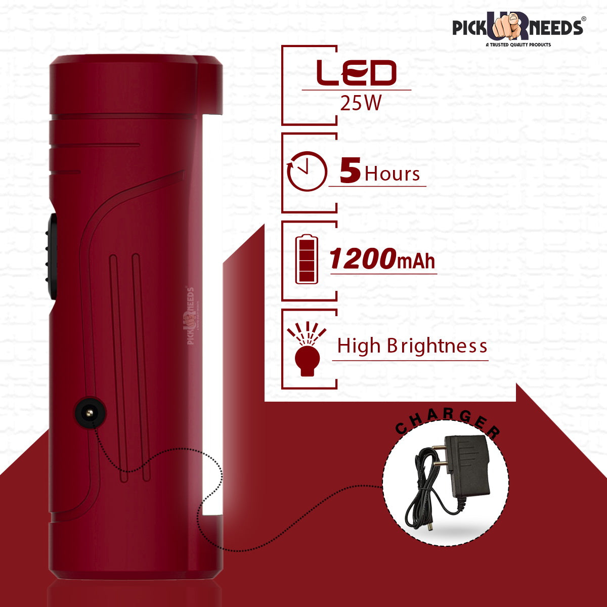 Pick Ur Needs Rechargeable Mini Pocket LED 25W Flashlight Torch With Emergency Side Tube Light 3 hrs Torch Emergency Light (Yellow)
