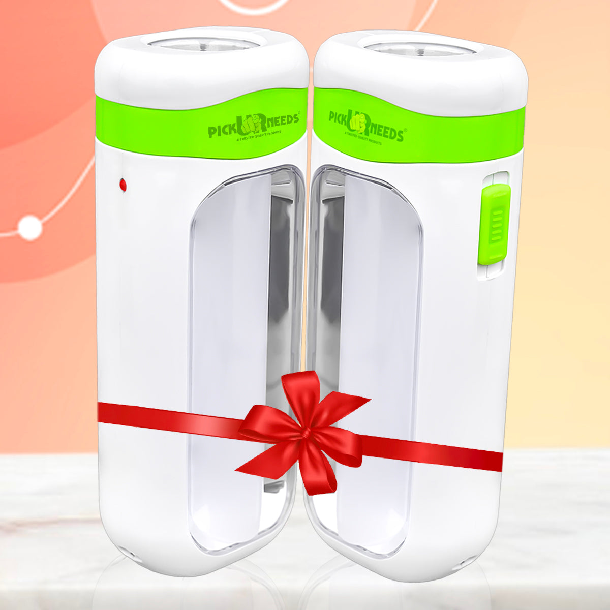 Pick Ur Needs Mini Home Emergency Rechargeable LED Floor Light Lamp with 4 hrs Lantern Emergency Light (Orange) Pack of 2