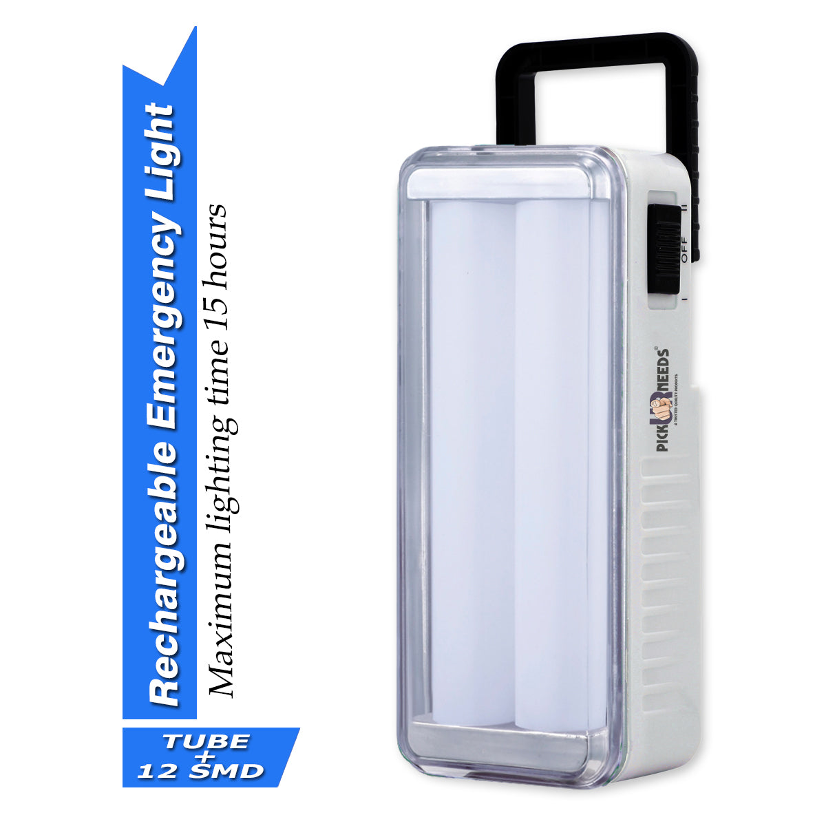 Pick Ur Needs High-Bright 2 Tube Rechargeable Floor Lantern Lamp With 5 Hrs Emergency Light