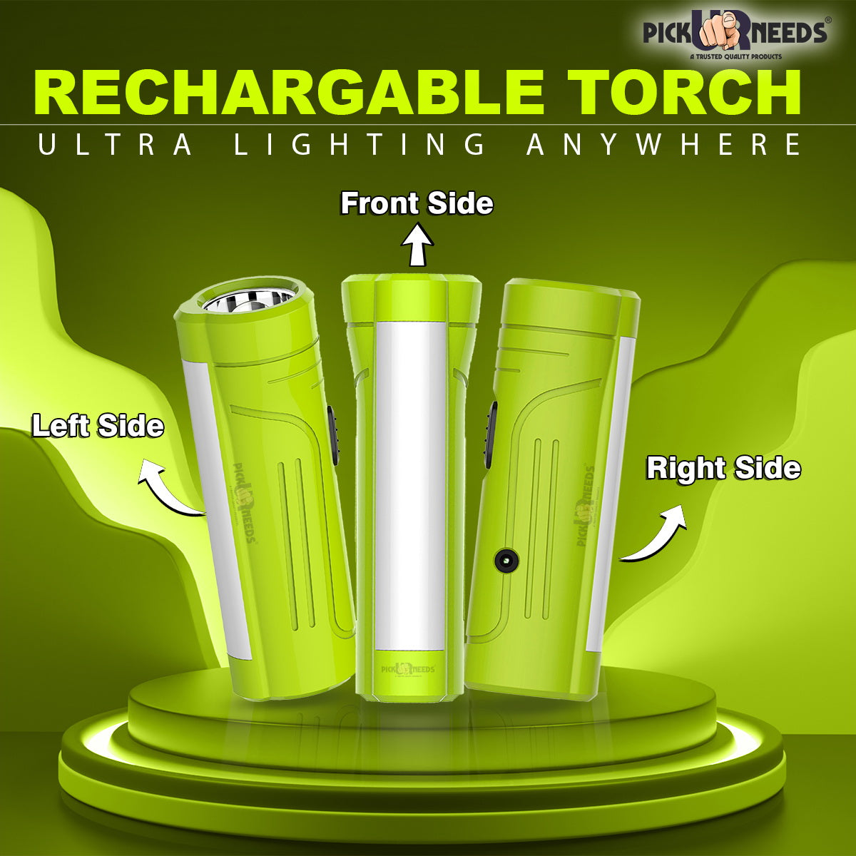 Pick Ur Needs Rechargeable Mini Pocket LED 25W Flashlight Torch With Emergency Side Tube Light 3 hrs Torch Emergency Light (Yellow)
