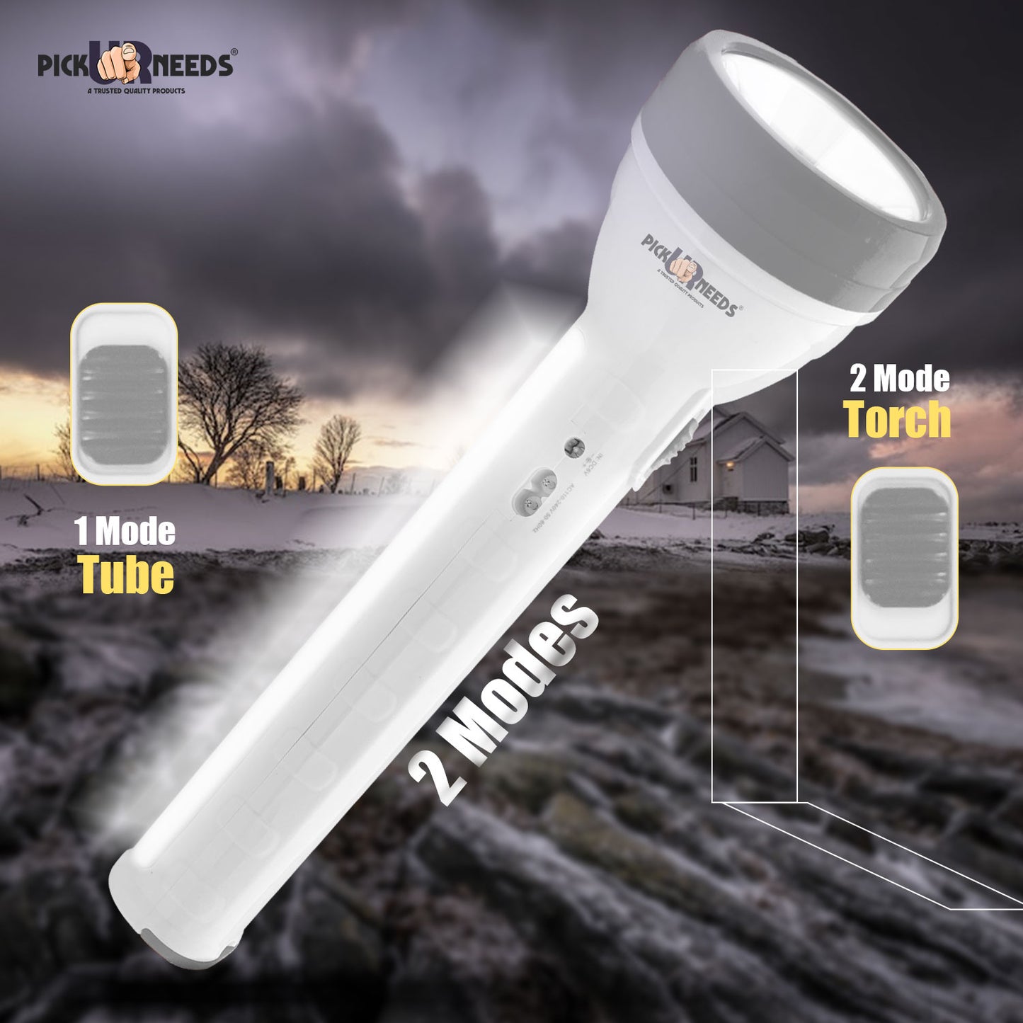 Pick Ur Needs LED Rechargeable 2 In 1 Home Emergency 50W+Long Tube Search Torch Light With 8 hrs Torch Emergency Light (Grey)
