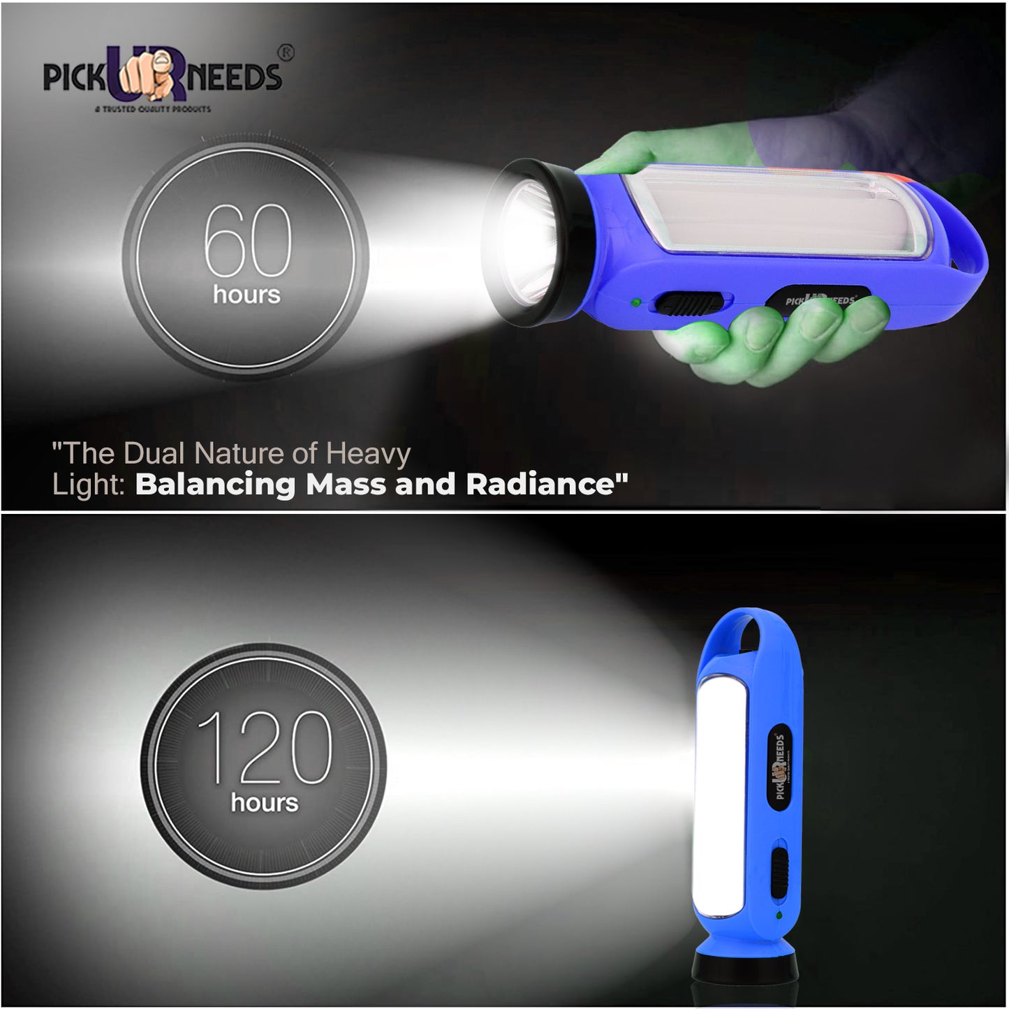 Pick Ur Needs 3 in 1 LED Solar Rechargeable Emergency Lantern Lamp Torch Light 4 hrs Torch Light