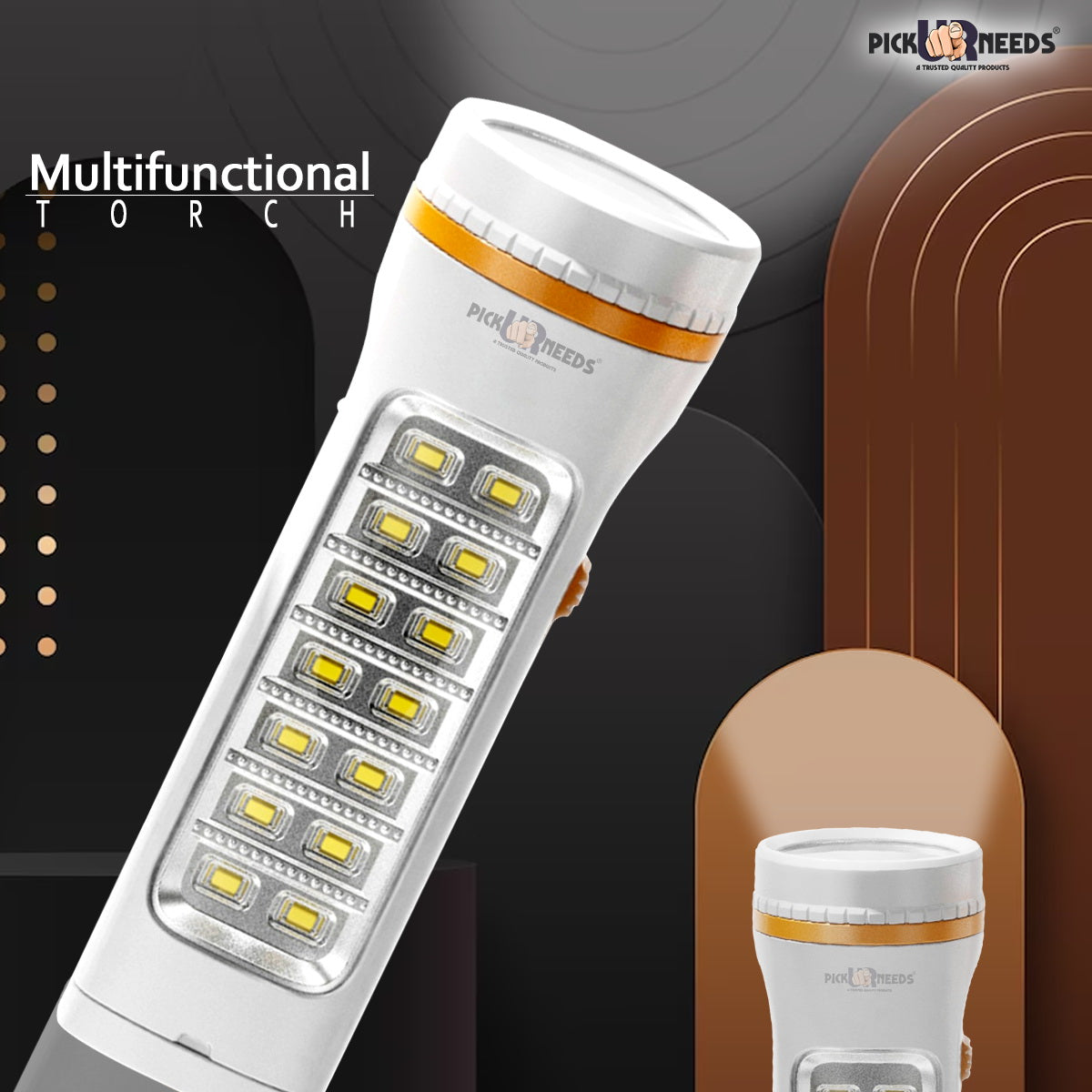Pick Ur Needs Rechargeable 35W+14 SMD Emergency Long Range LED Torch Light With Slide charging 8 hrs Torch Emergency Light (Pack of 2)