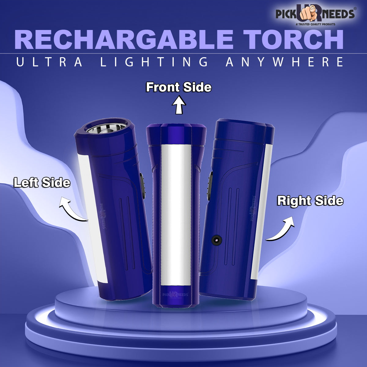 Pick Ur Needs Rechargeable Mini Pocket LED 25W Flashlight Torch With Emergency Side Tube Light 3 hrs Torch Emergency Light (Yellow)