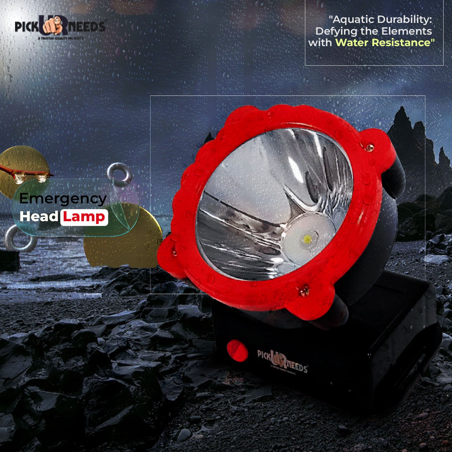 Pick Ur Needs Rechargeable 25W Head Light Laser LED Adjustable Head Lamp Torch Light 5 hrs Torch Emergency Light (Red)