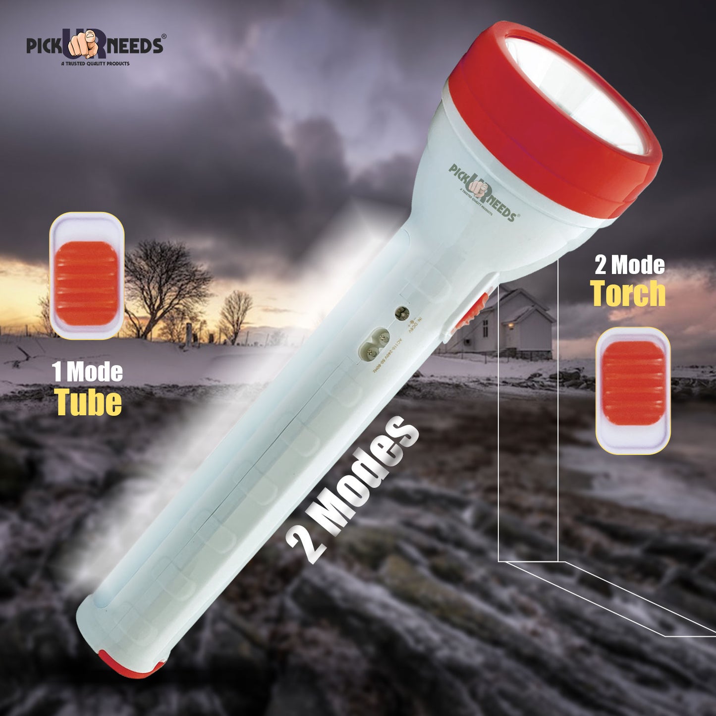 Pick Ur Needs LED Rechargeable 2 In 1 Home Emergency 50W+Long Tube Search Torch Light With 8 hrs Torch Emergency Light (Grey)