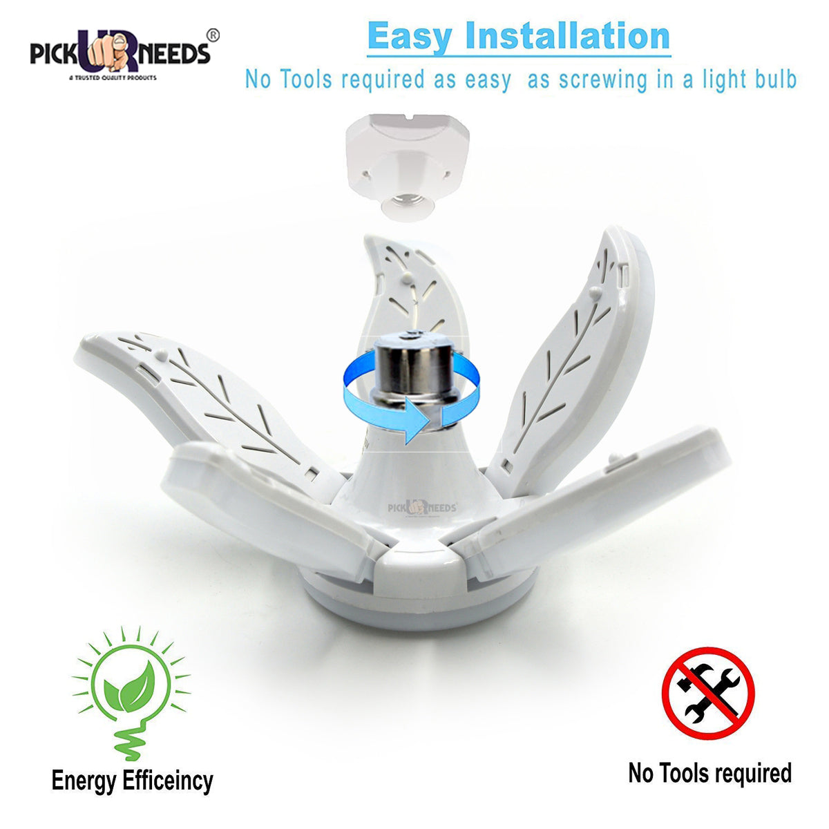 Pick Ur Needs Foldable Ceiling LED Blade Light Fan Bulb Adjustable Angle Pendants Ceiling Lamp Pack of 2