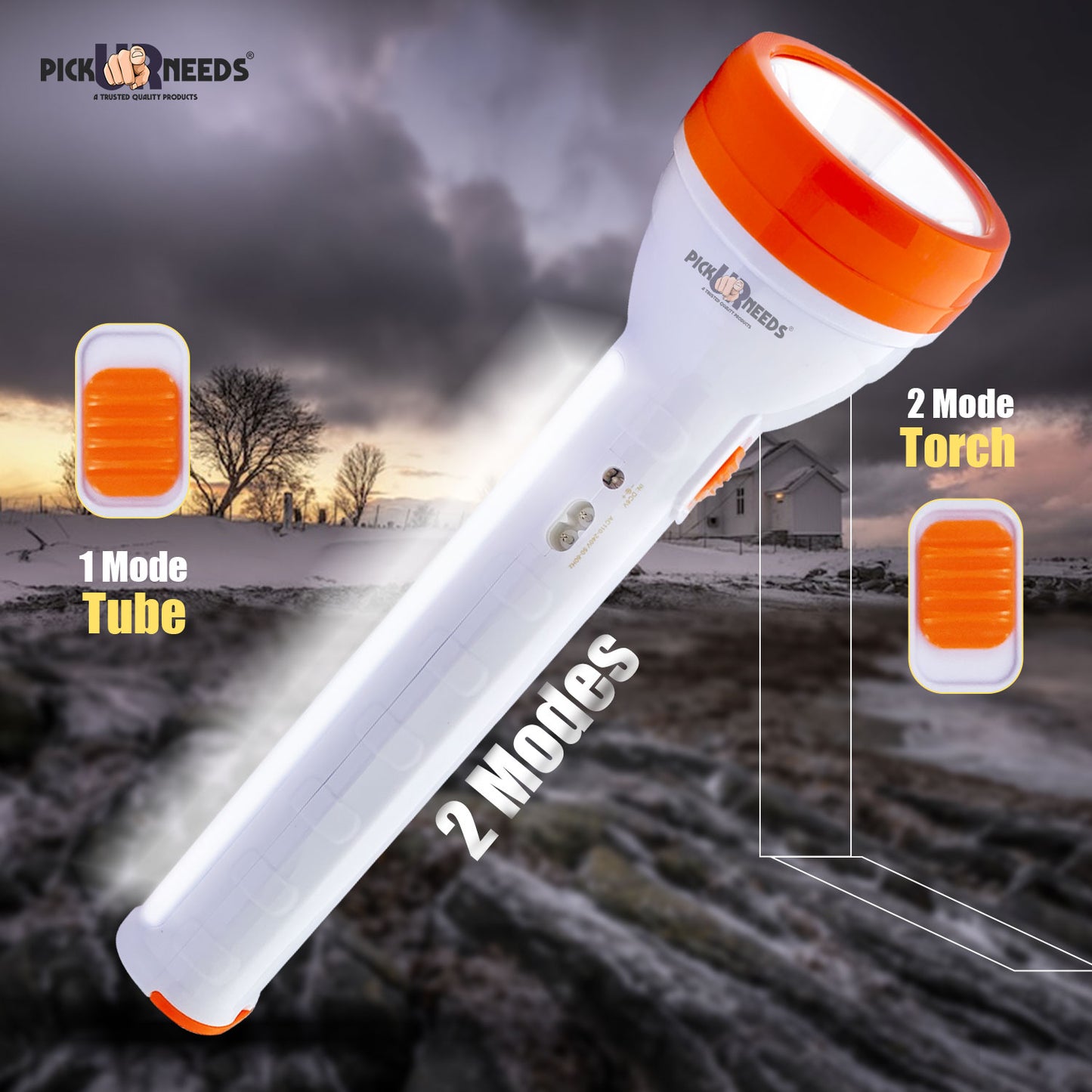 Pick Ur Needs LED Rechargeable 2 In 1 Home Emergency 50W+Long Tube Search Torch Light With 8 hrs Torch Emergency Light (Grey)